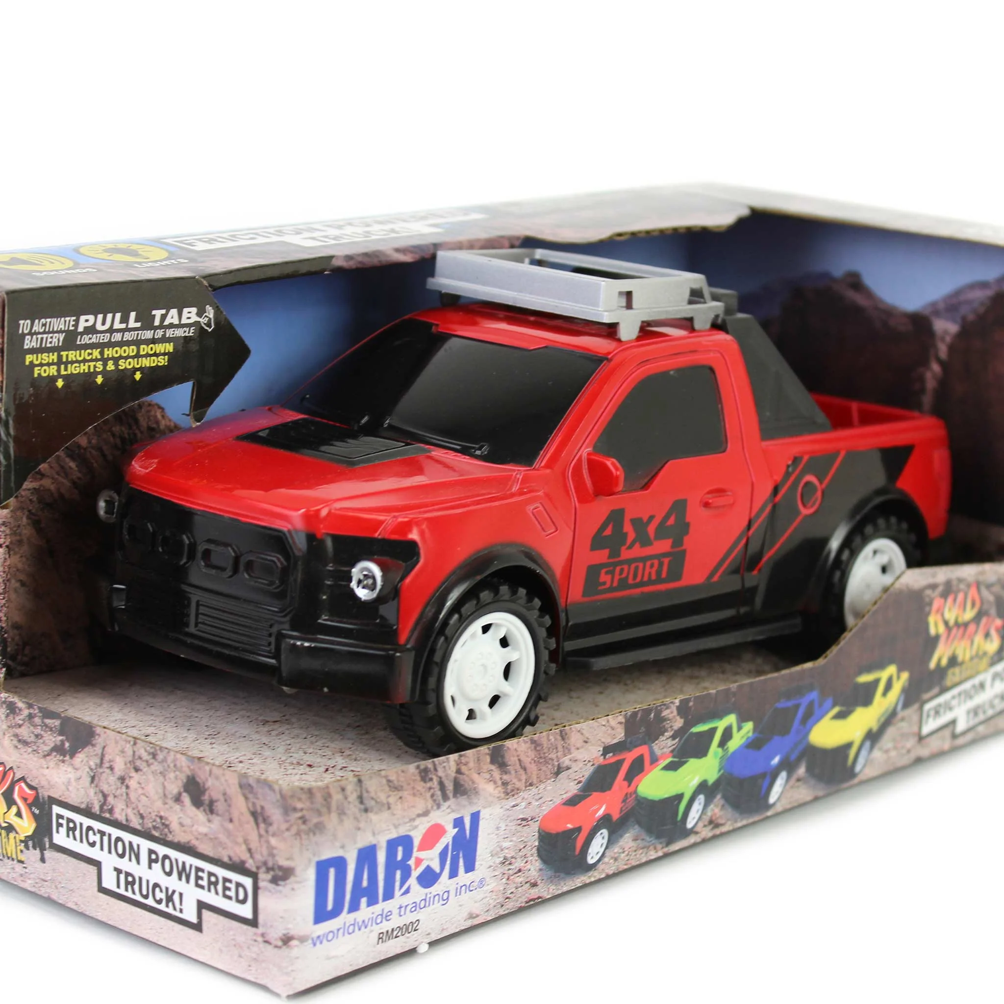 Road Marks Red Off Road Pickup Truck-Friction Powered - Image 2