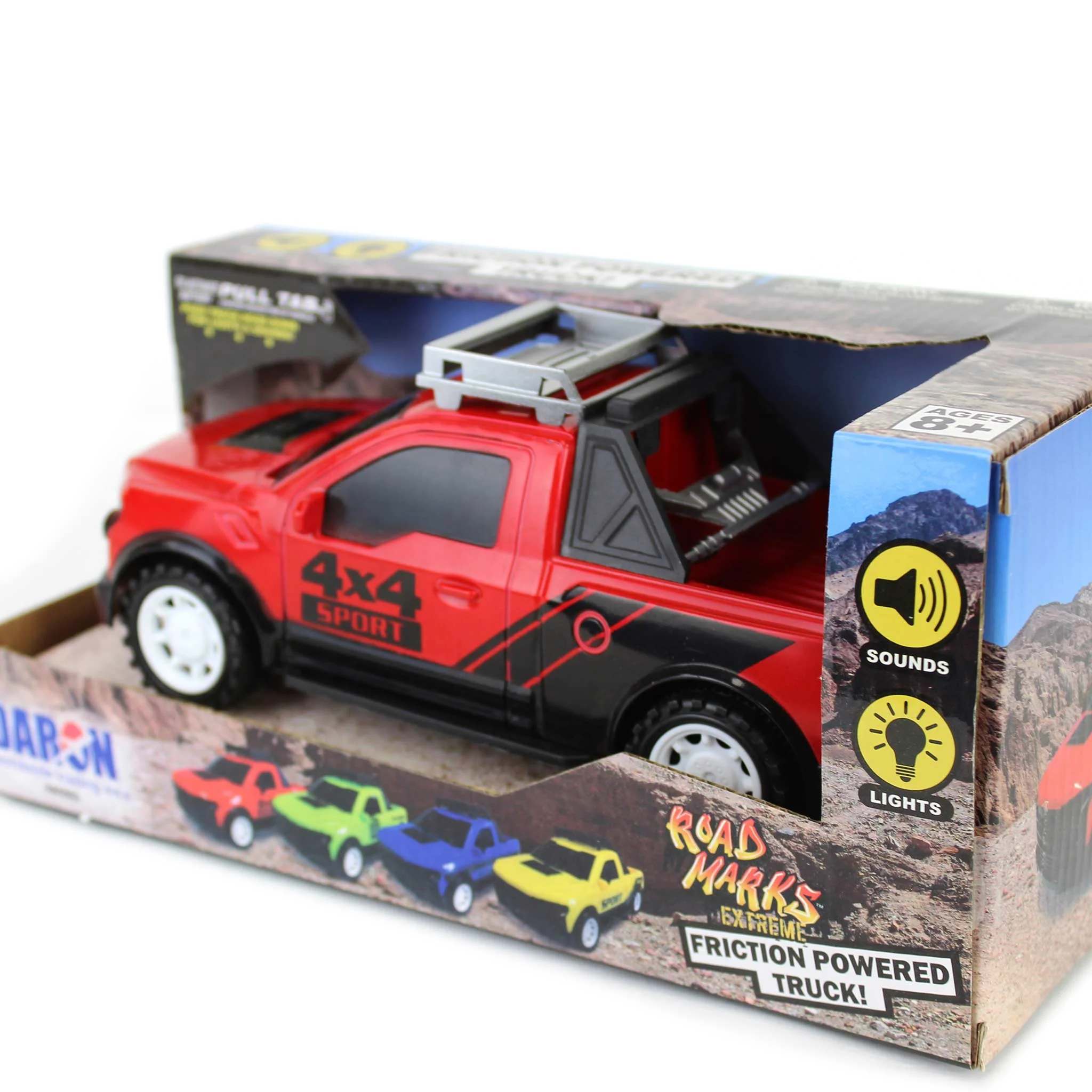 Road Marks Red Off Road Pickup Truck-Friction Powered - Image 3
