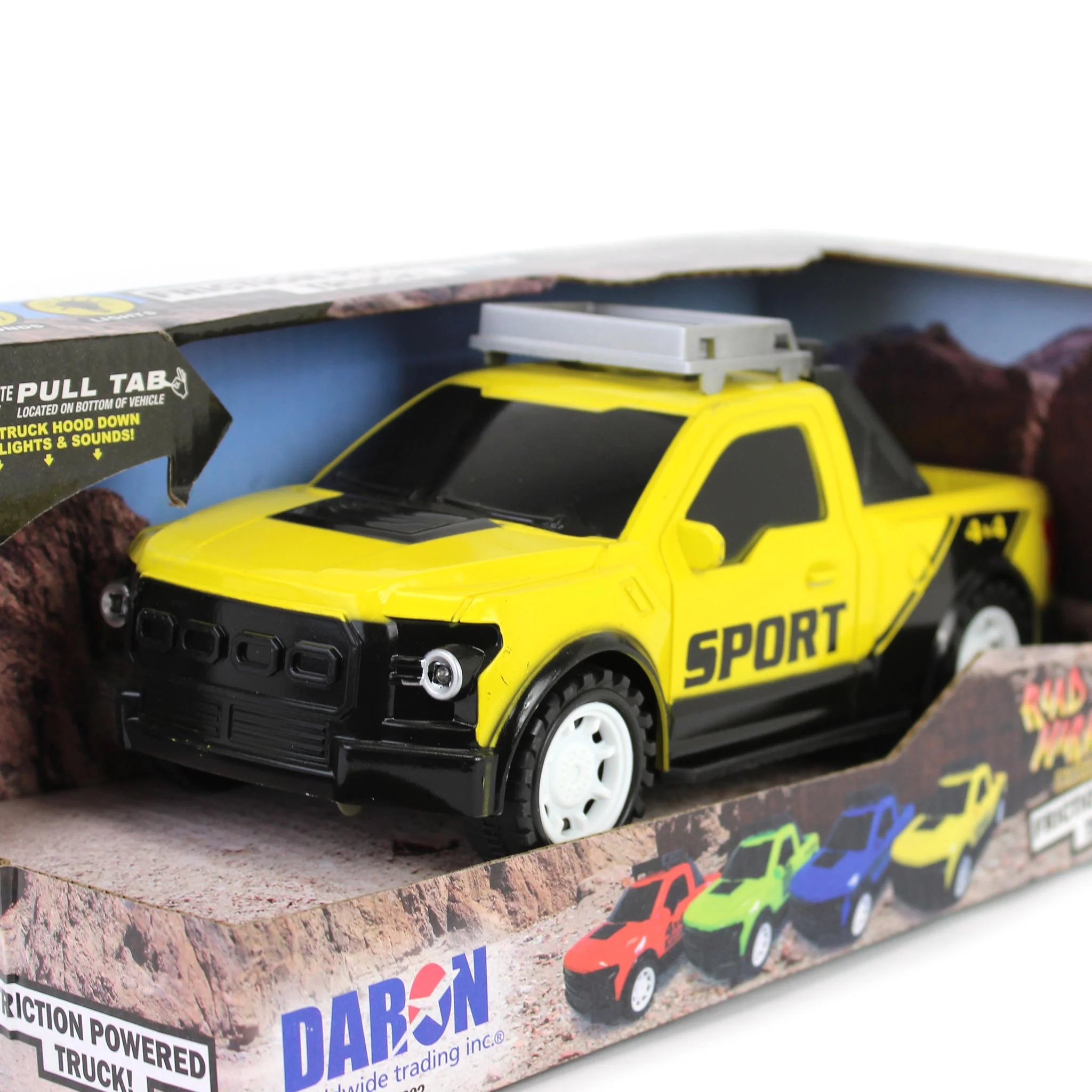 Road Marks Yellow Off Road Pickup Truck-Friction Powered - Image 2