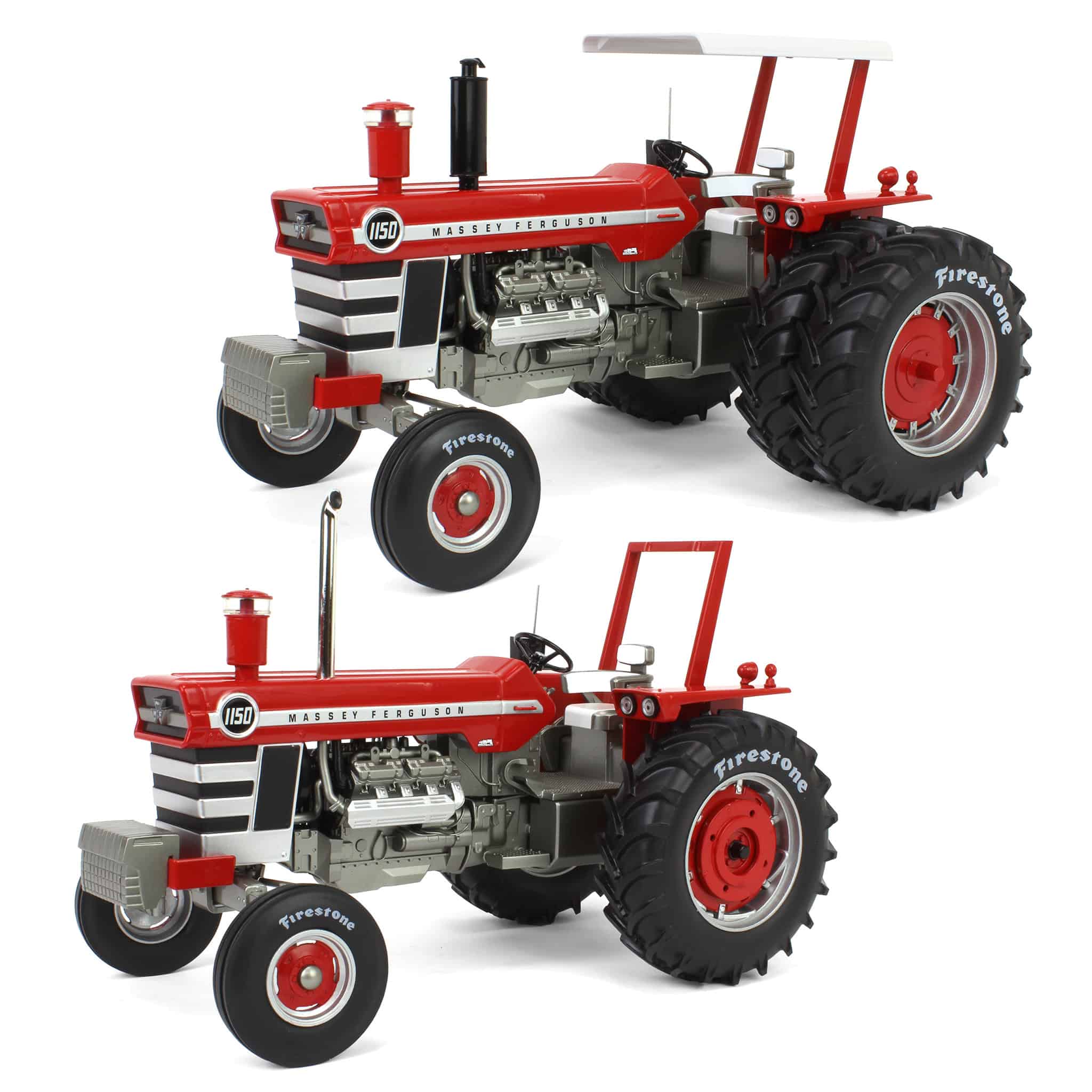 Set of 2 ~ 1/16 Massey Ferguson 1150 Tractors with Firestone Tires by SpecCast, 1st in Outback Toys Exclusive 20th Century Series