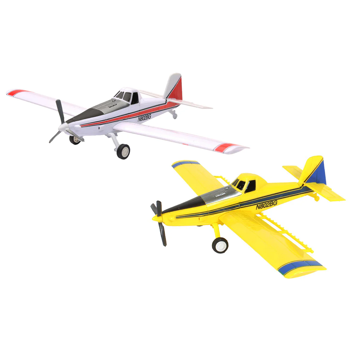 Set of 2 ~ 1/60 Air Tractor AT-502B Ag Spray Airplane Crop Dusters by New Ray, Outback Toys Exclusive