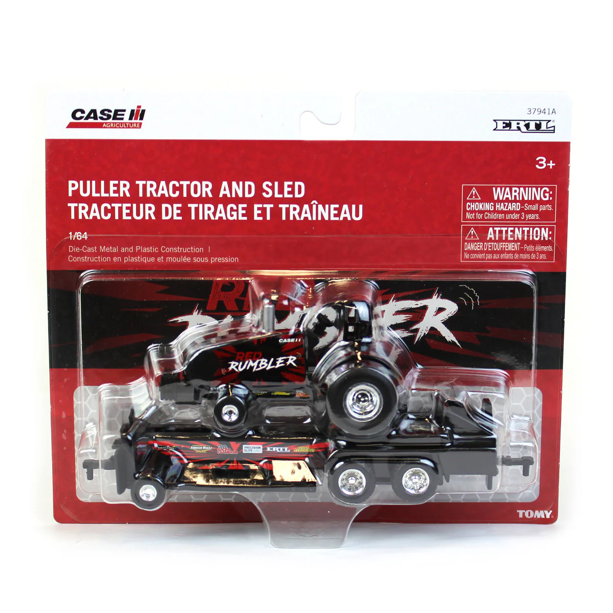 Set of 2 ~ 1/64 Case IH Magnum "Red Rumbler" & "Mighty Magnum" Pulling Tractors with Sleds - Image 2