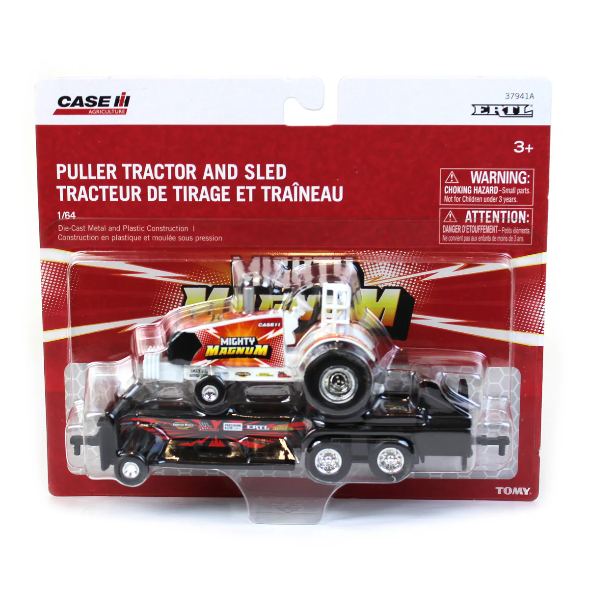 Set of 2 ~ 1/64 Case IH Magnum "Red Rumbler" & "Mighty Magnum" Pulling Tractors with Sleds - Image 3