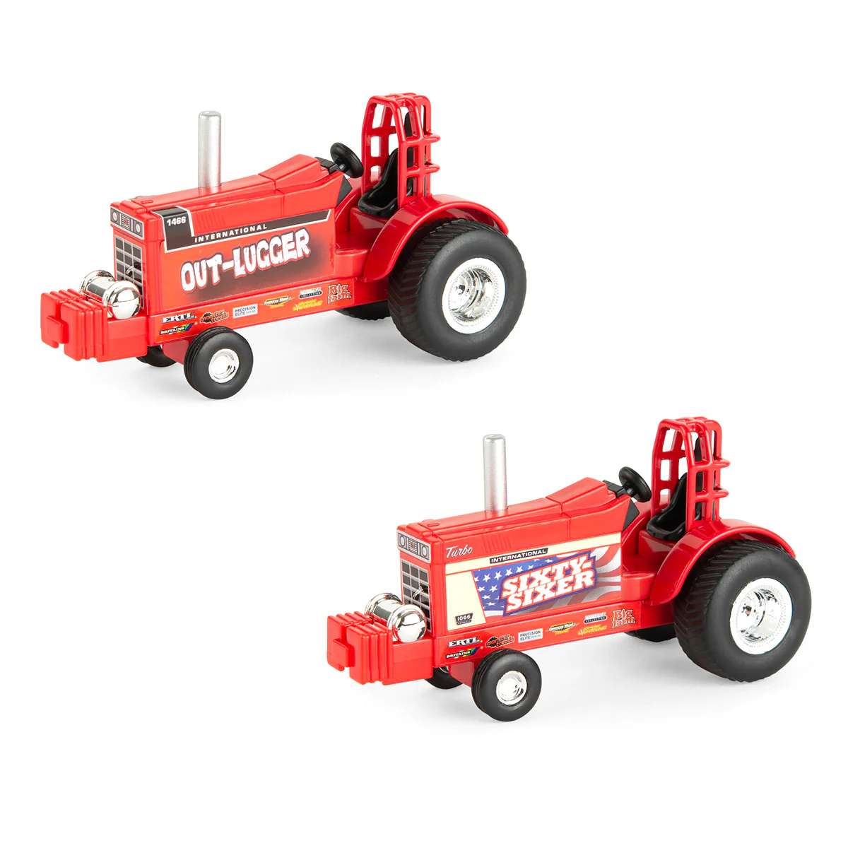 Set of 2 ~ 1/64 International "Out-Lugger" & "Sixty-Sixer" Vintage Pulling Tractors
