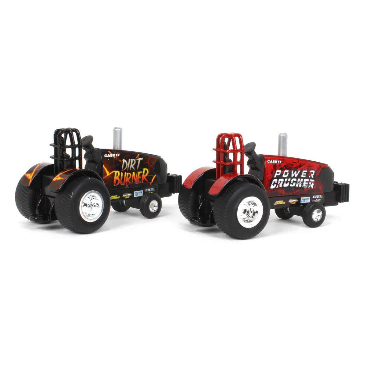 Set of 2 ~ 1/64 Case IH "Power Crusher" & "Dirt Burner" Die-cast Pulling Tractors - Image 2