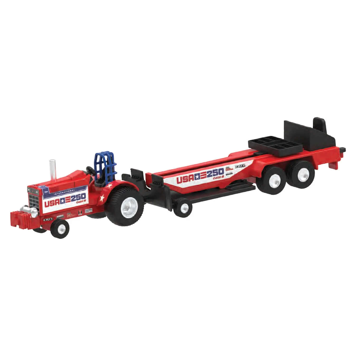 1/64 International "USA 250" Stars & Stripes Pulling Tractor with Sled by ERTL