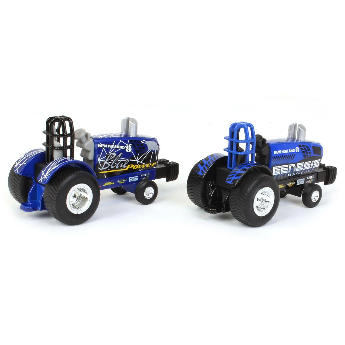 Set of 2 ~ 1/64 New Holland "Blue Power" & "Genesis" Die-cast Pulling Tractors - Image 2