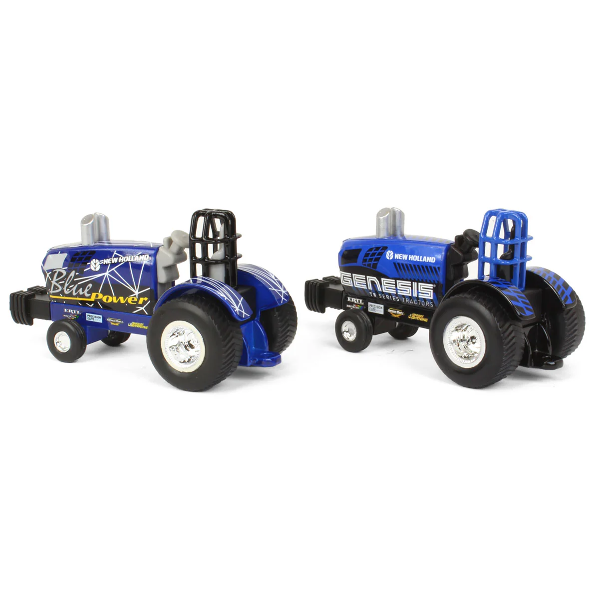 Set of 2 ~ 1/64 New Holland "Blue Power" & "Genesis" Die-cast Pulling Tractors - Image 3