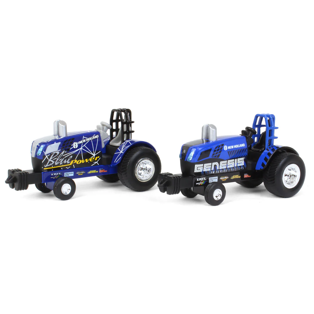 Set of 2 ~ 1/64 New Holland "Blue Power" & "Genesis" Die-cast Pulling Tractors - Image 4