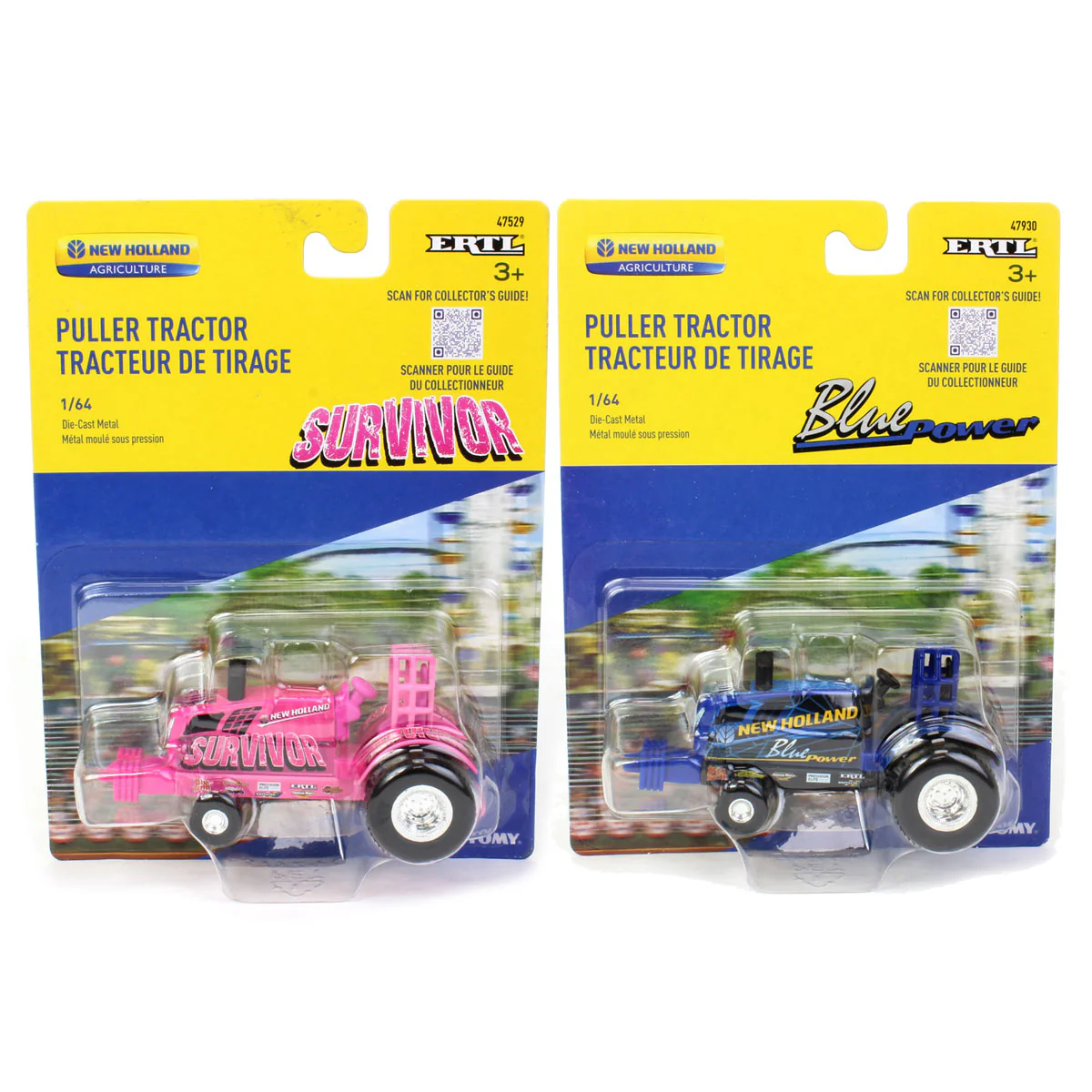 Set of 2 ~ 1/64 New Holland "Survivor" & "Blue Power" Pulling Tractors - Image 2