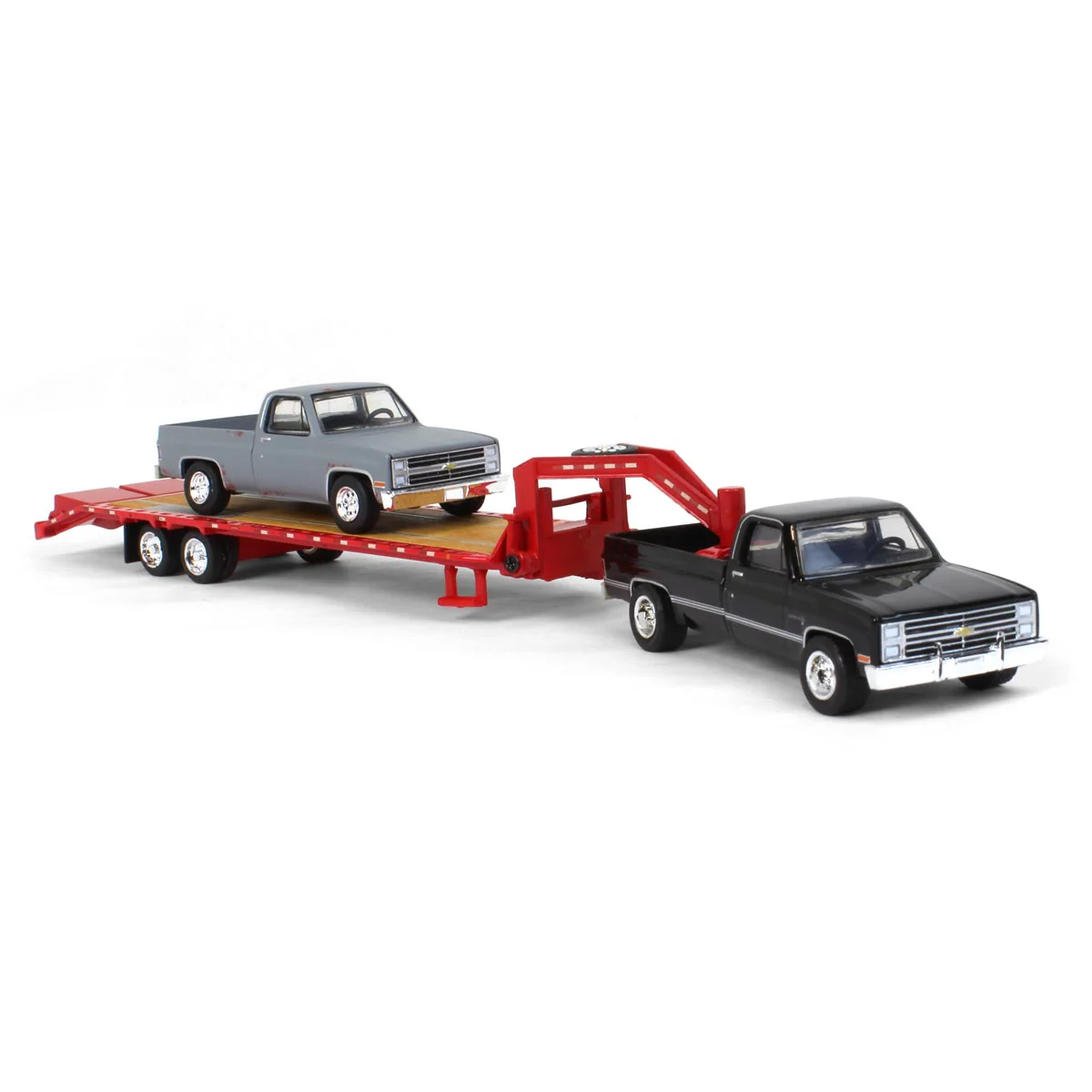 Set of 3 Color Variations ~ 1/64 Chevy K-30 Longbed w/ Gooseneck & Project Truck, Greenlight Exclusive - Image 2