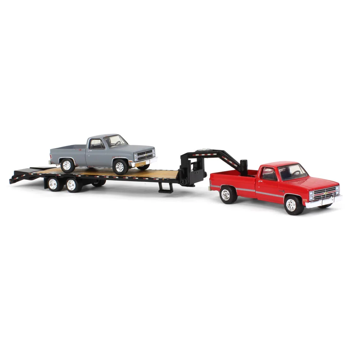 Set of 3 Color Variations ~ 1/64 Chevy K-30 Longbed w/ Gooseneck & Project Truck, Greenlight Exclusive - Image 3