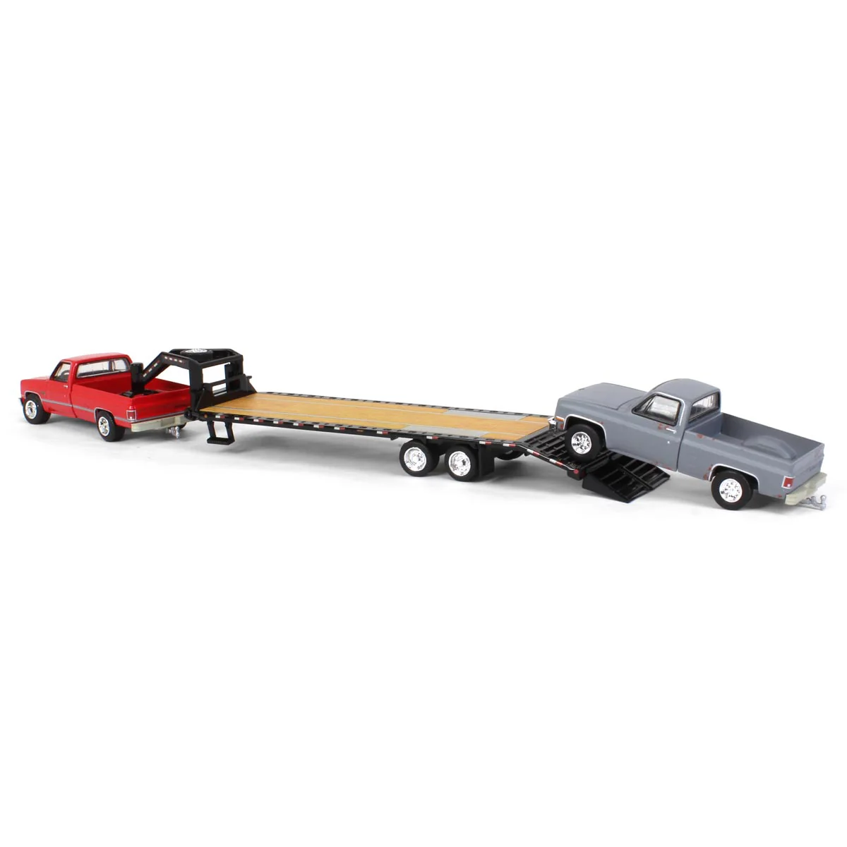 Set of 3 Color Variations ~ 1/64 Chevy K-30 Longbed w/ Gooseneck & Project Truck, Greenlight Exclusive - Image 6