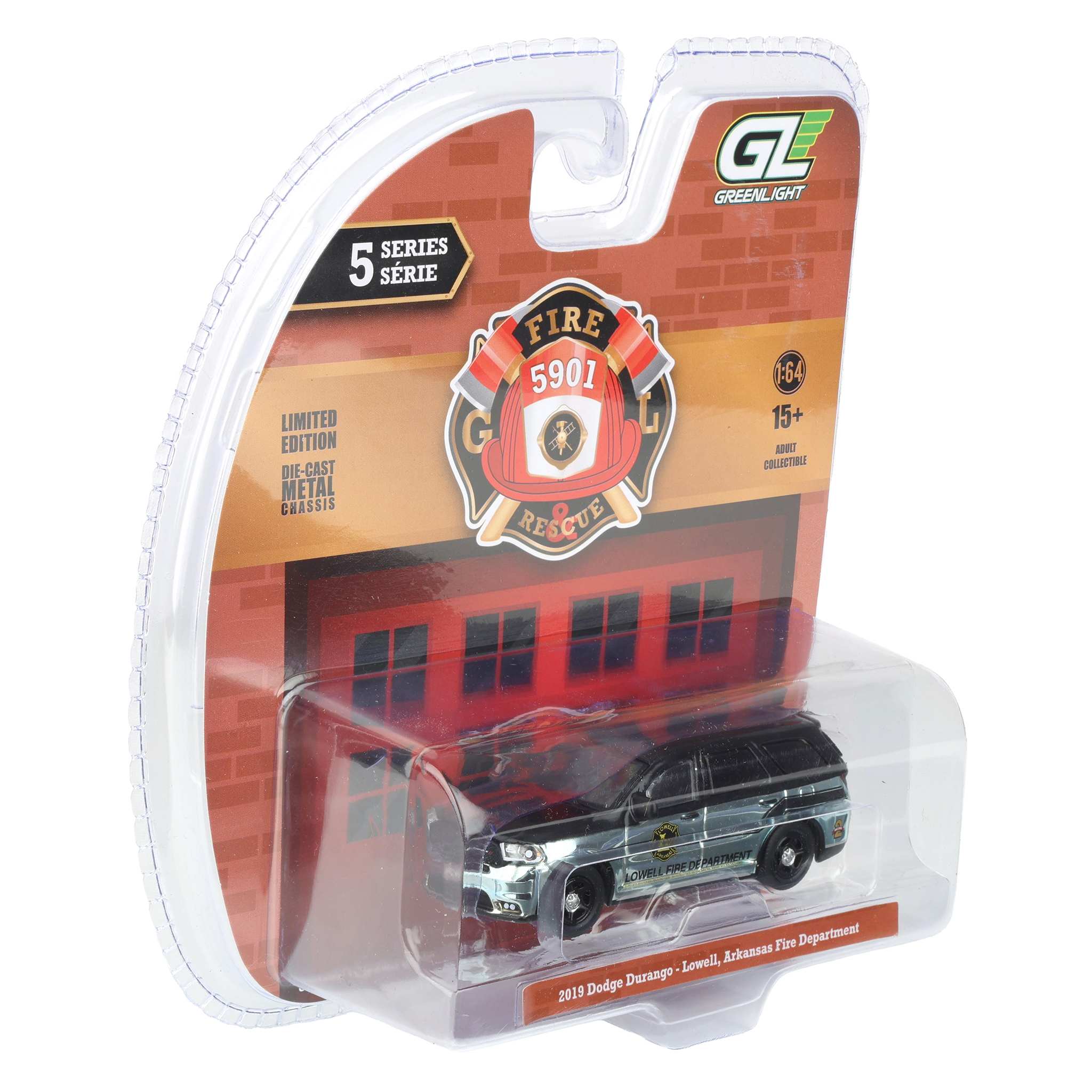 Silver Chrome Chase Unit ~ 1/64 2019 Dodge Durango, Lowell, Arkansas Fire Department, Fire & Rescue Series 5 - Image 2