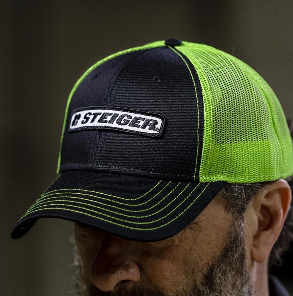 Steiger Logo Black & Green Mesh Back Cap - Image 3