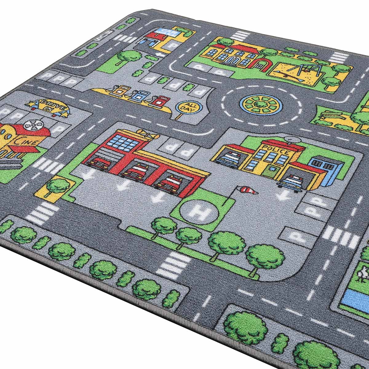 Large Street Play Carpet with Education Roads, City & Buildings - 52.4in x 37.4in - Image 2