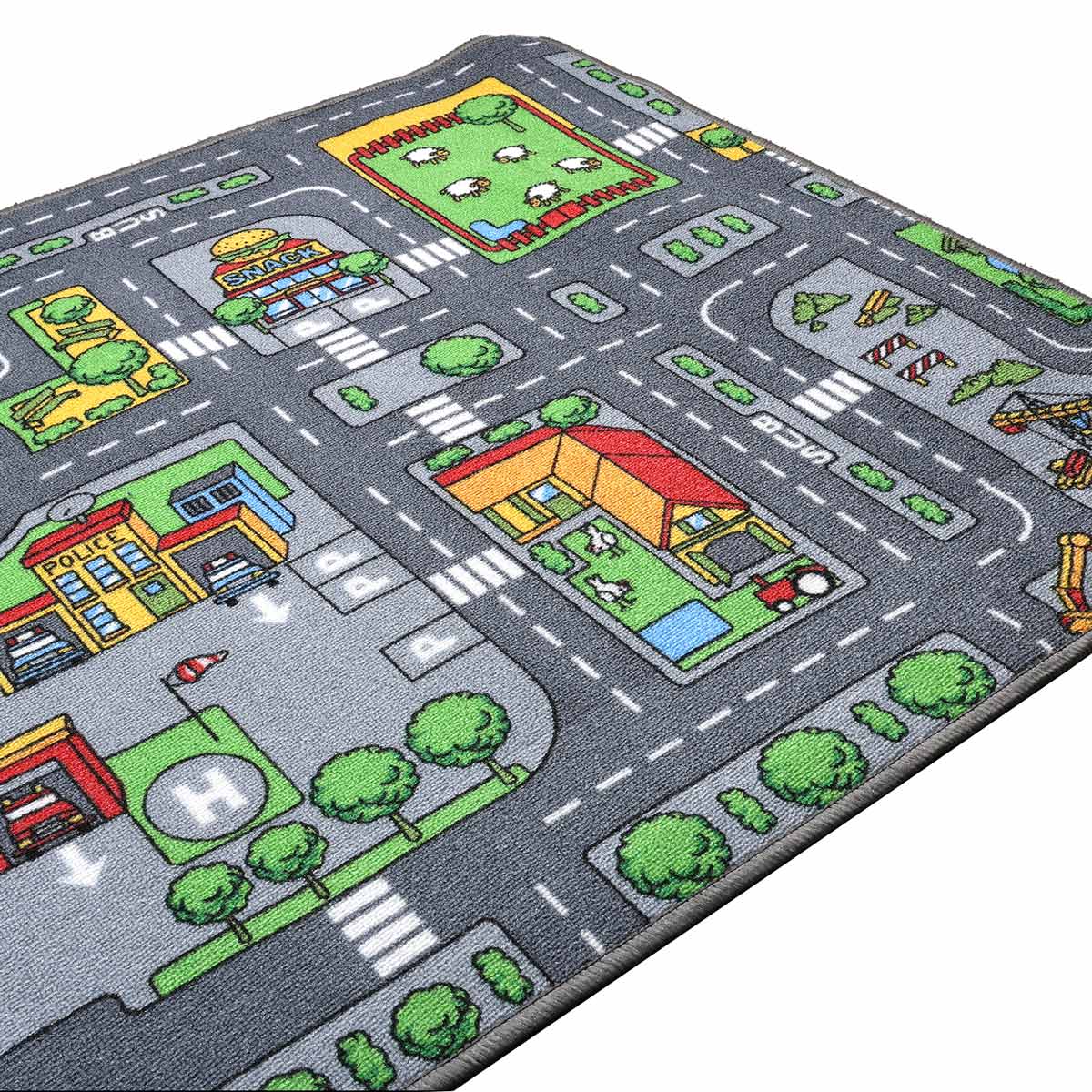 Large Street Play Carpet with Education Roads, City & Buildings - 52.4in x 37.4in - Image 3