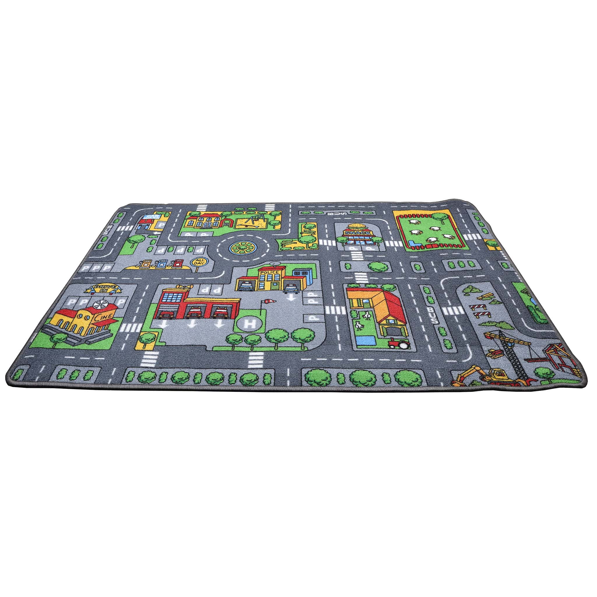 Large Street Play Carpet with Education Roads, City & Buildings - 52.4in x 37.4in - Image 4