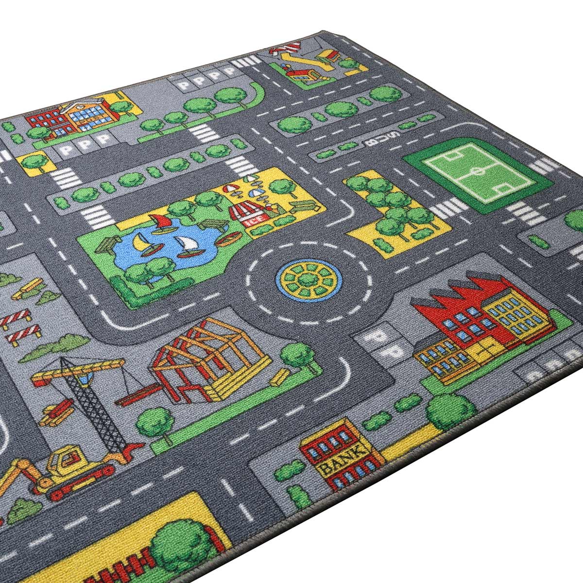 Extra Large Street Play Carpet with Education Roads, City & Buildings - 79in x 37.4in - Image 2