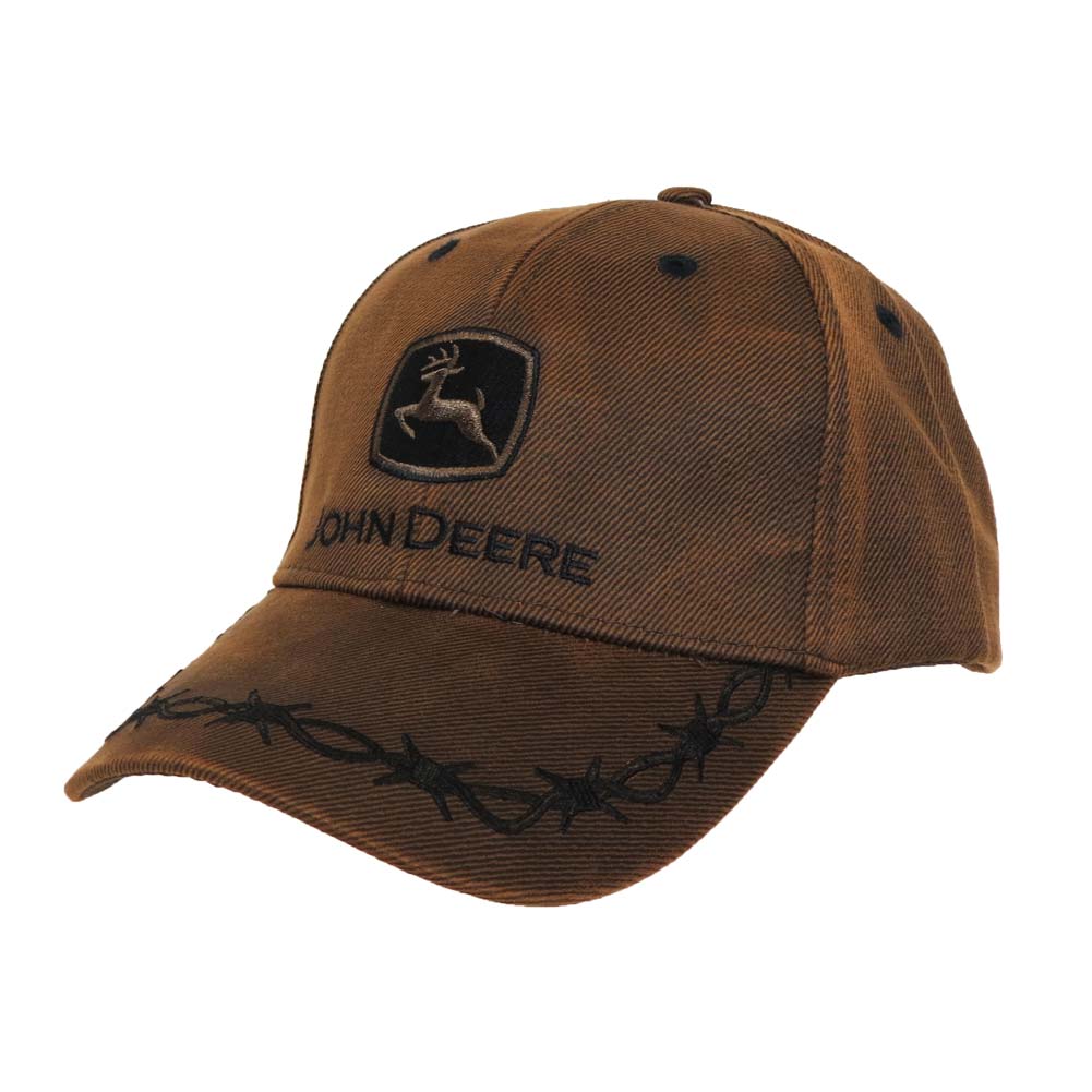 Toddler John Deere Brown Leather Look with Barbed Wire Twill Cap