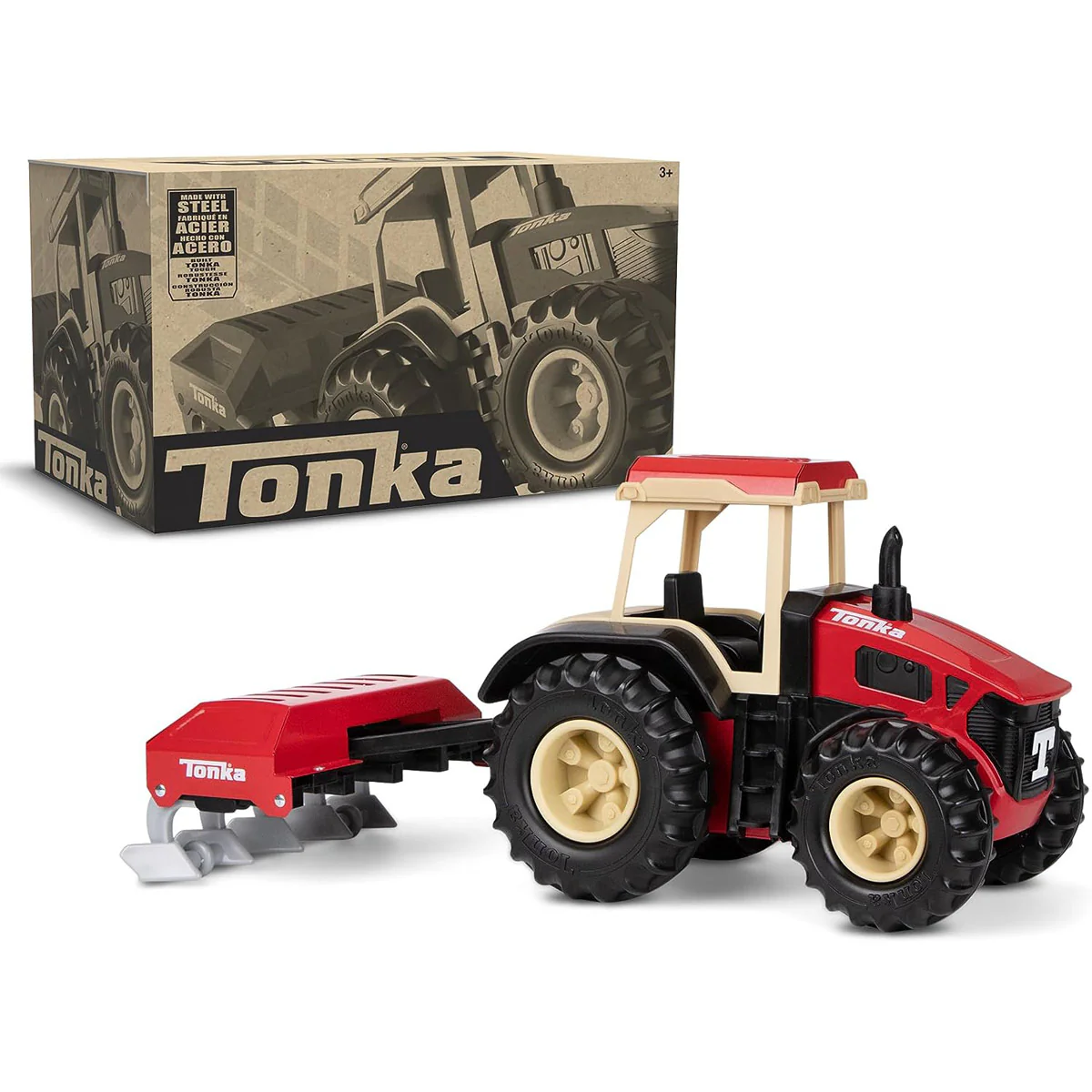Tonka Steel Classics Retro Cab Tractor with Red Plow - Image 6
