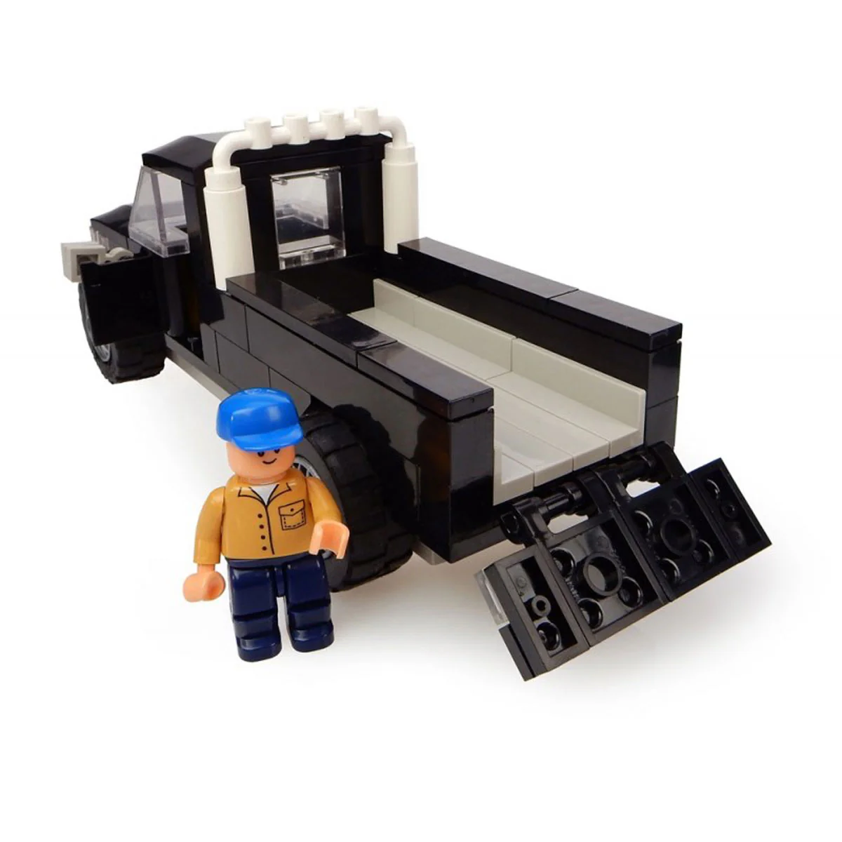 Truck, Trailer and New Holland Tractor with Loader and Farmer 126 Pc Block Set - Image 4