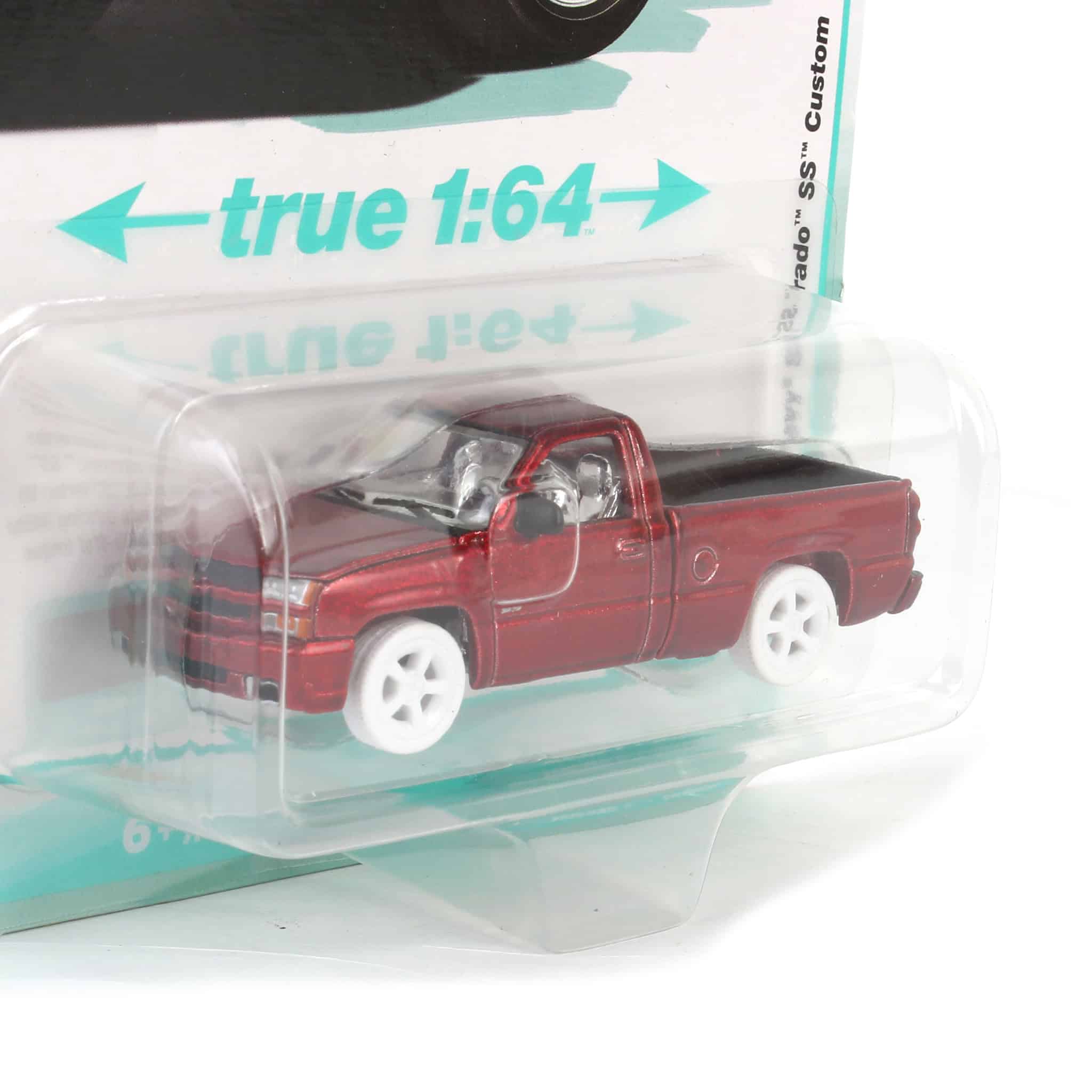 Ultra Red Chase ~ 1/64 2005 Chevrolet Silverado SS Single Cab Custom Pickup Truck, Teal Turquoise Metallic, Auto World - Image 2