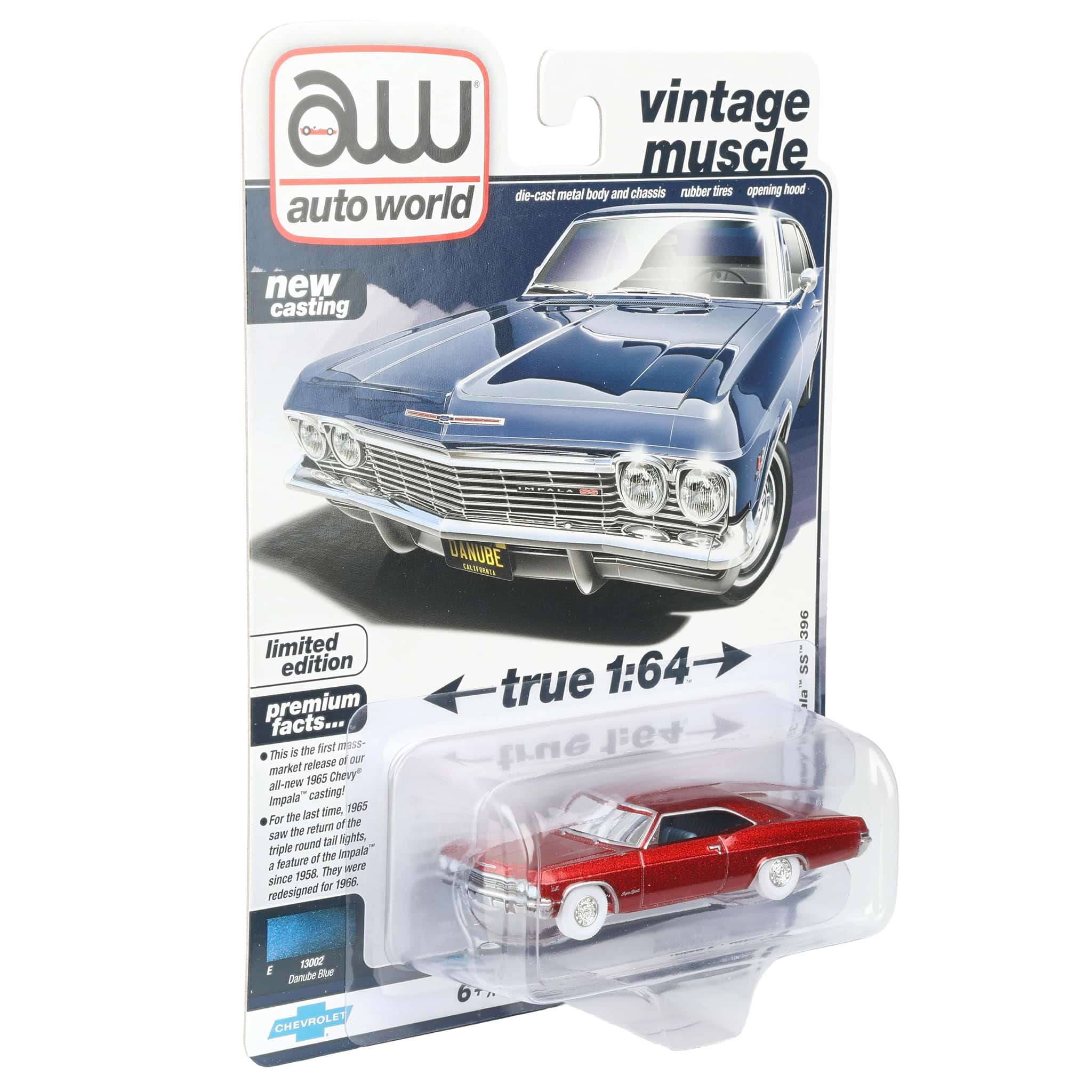 Ultra Red Chase Unit ~ 1/64 1965 Chevy Impala SS 396, Auto World Vintage Muscle Version A - Image 2