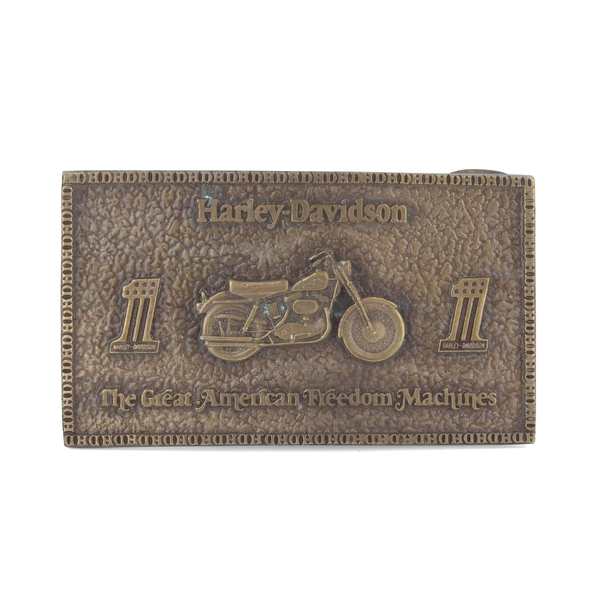 Vintage 1974 Harley Davidson Motorcycle Brass Belt Buckle by Bergamot