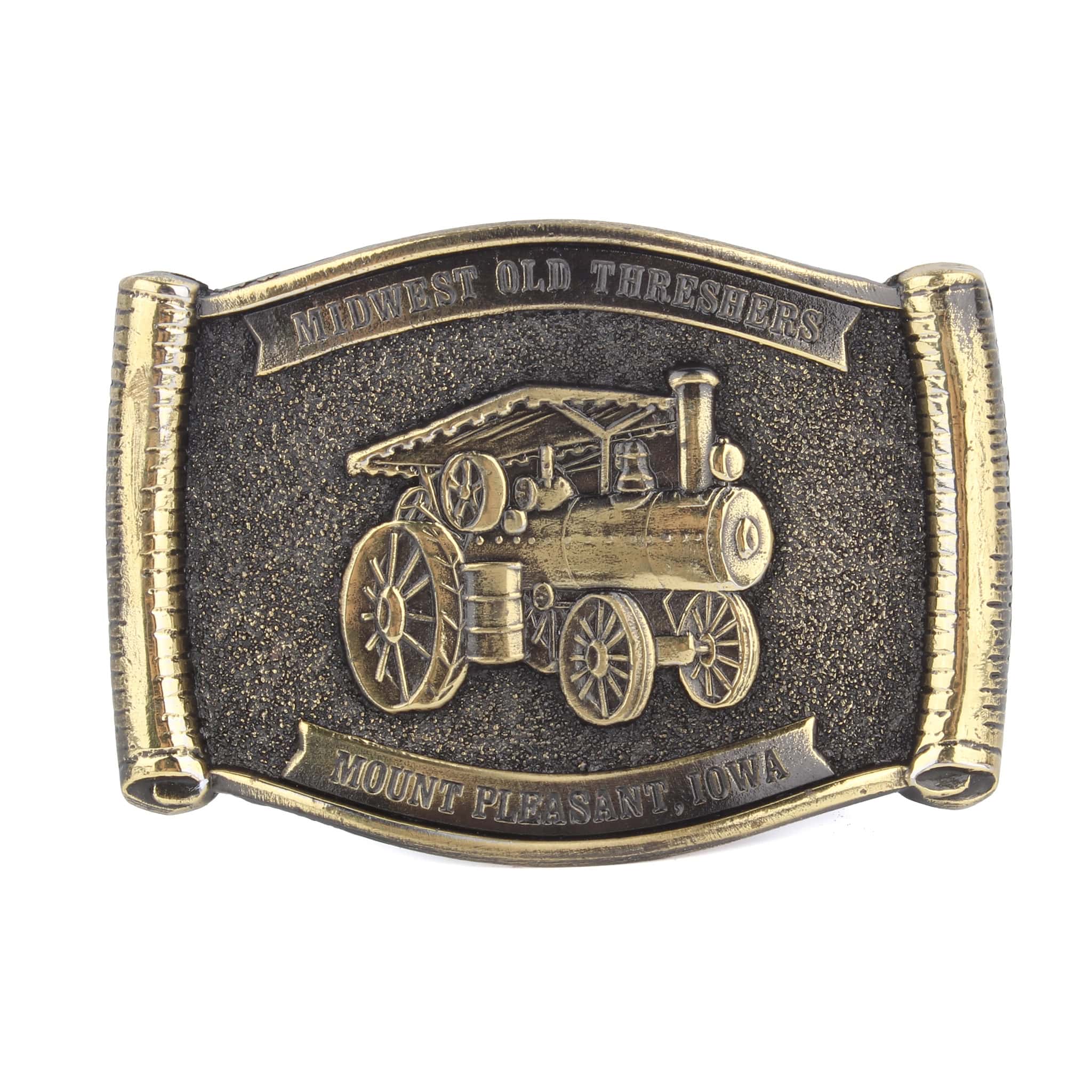 Vintage 1978 Brass Midwest Old Threshers Mount Pleasant Iowa Belt Buckle