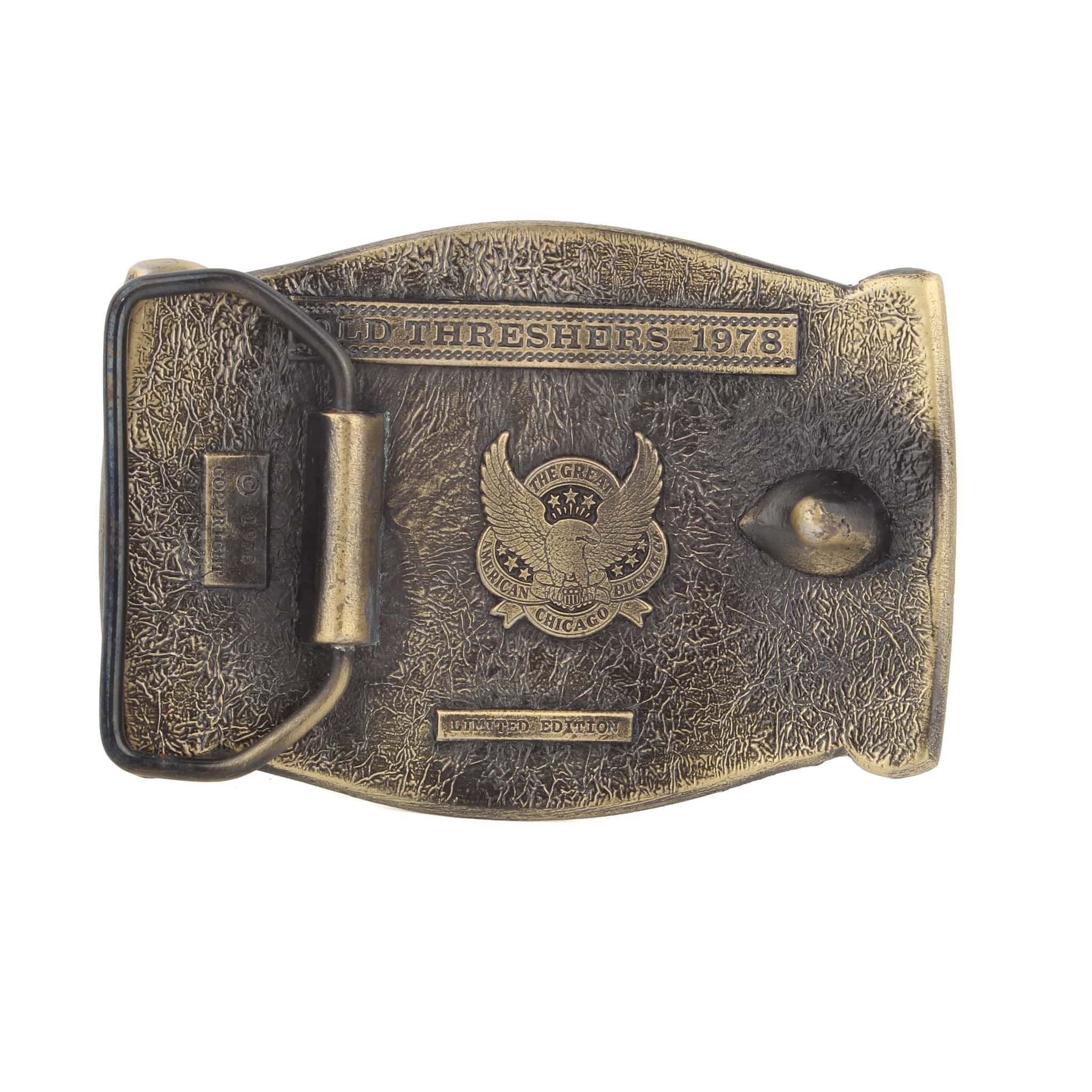 Vintage 1978 Brass Midwest Old Threshers Mount Pleasant Iowa Belt Buckle - Image 2