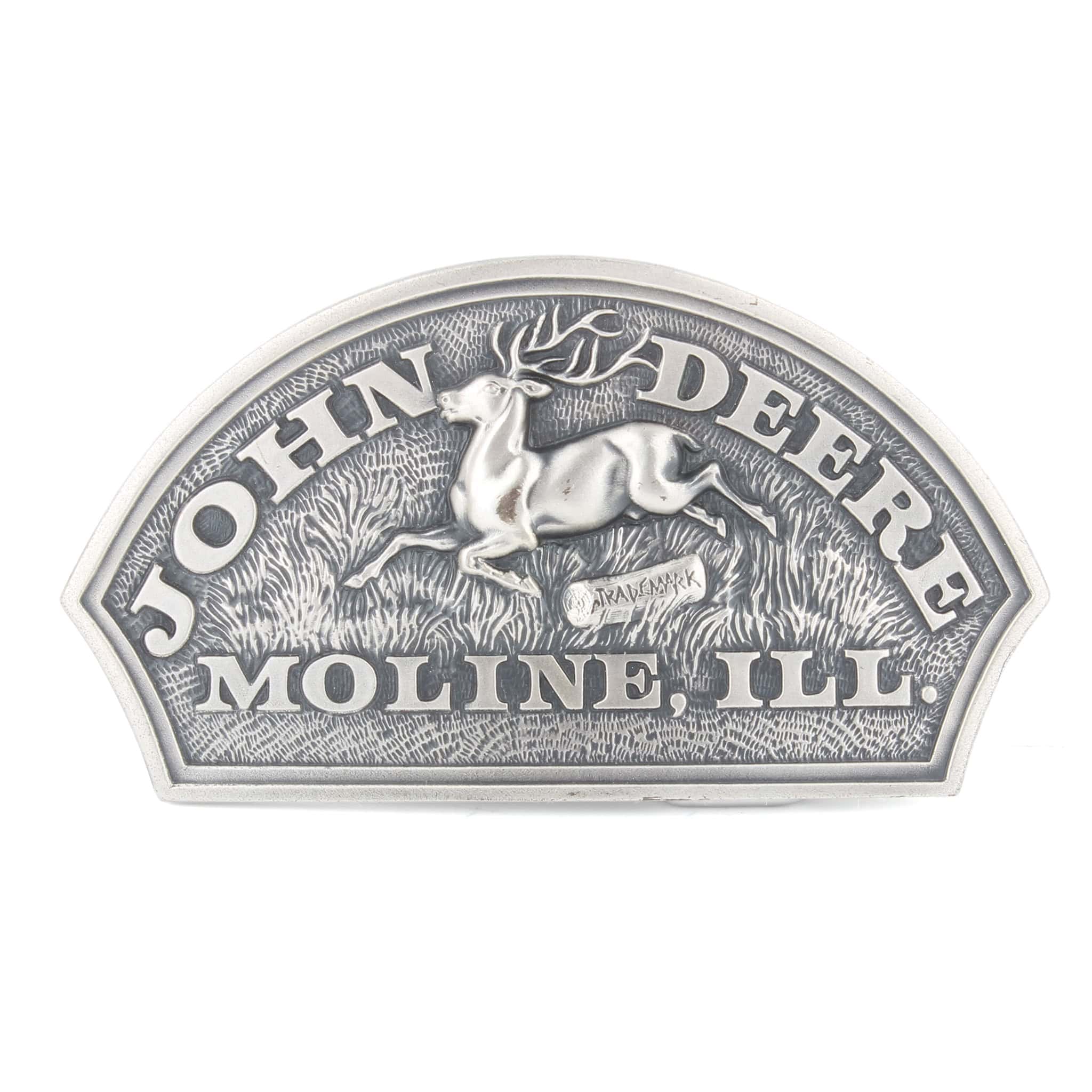 Vintage 1983 John Deere 1876 Historical Trademark Silvertone Belt Buckle
