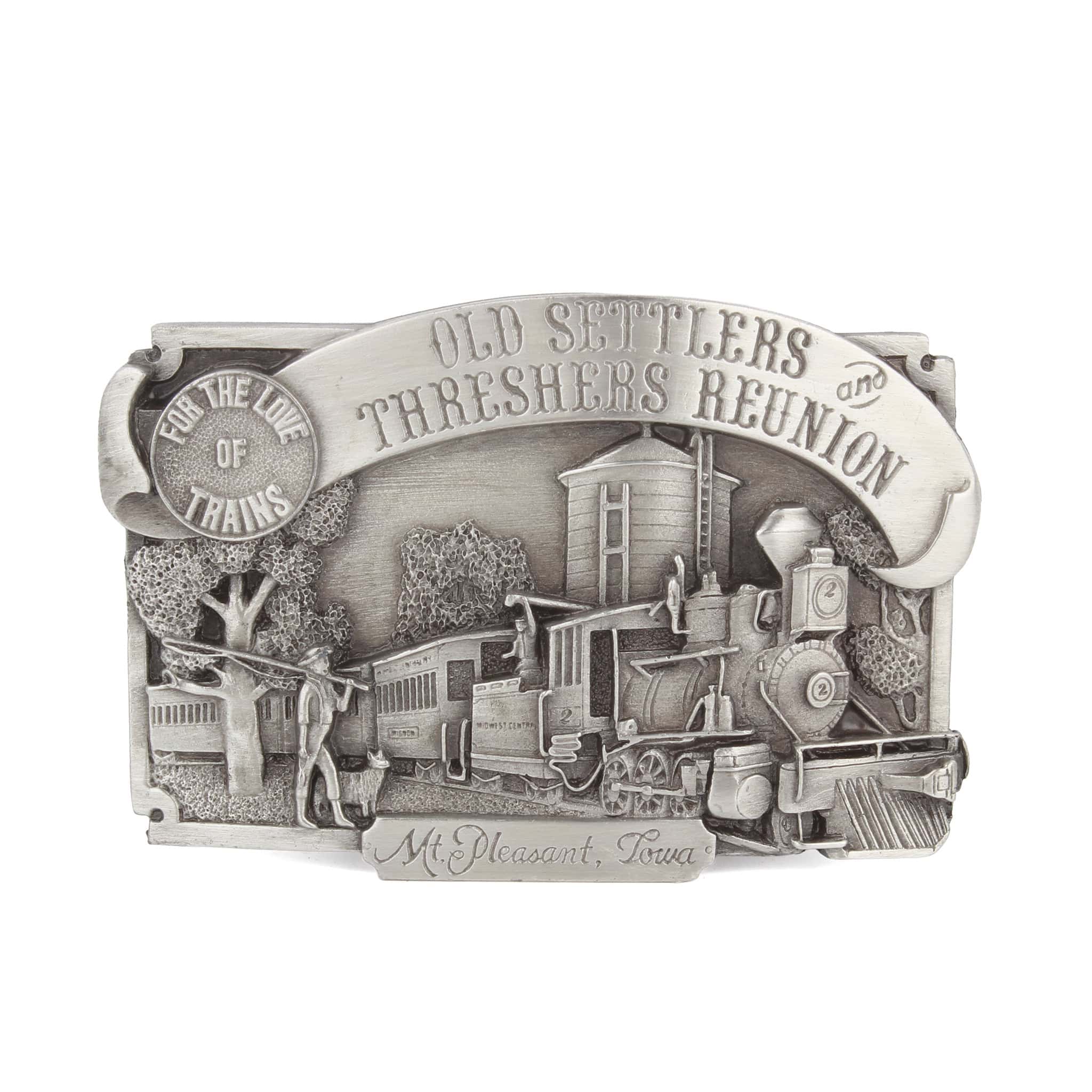 Vintage 1983 Old Settlers & Threshers Reunion Mt Pleasant Iowa Pewter LE Belt Buckle