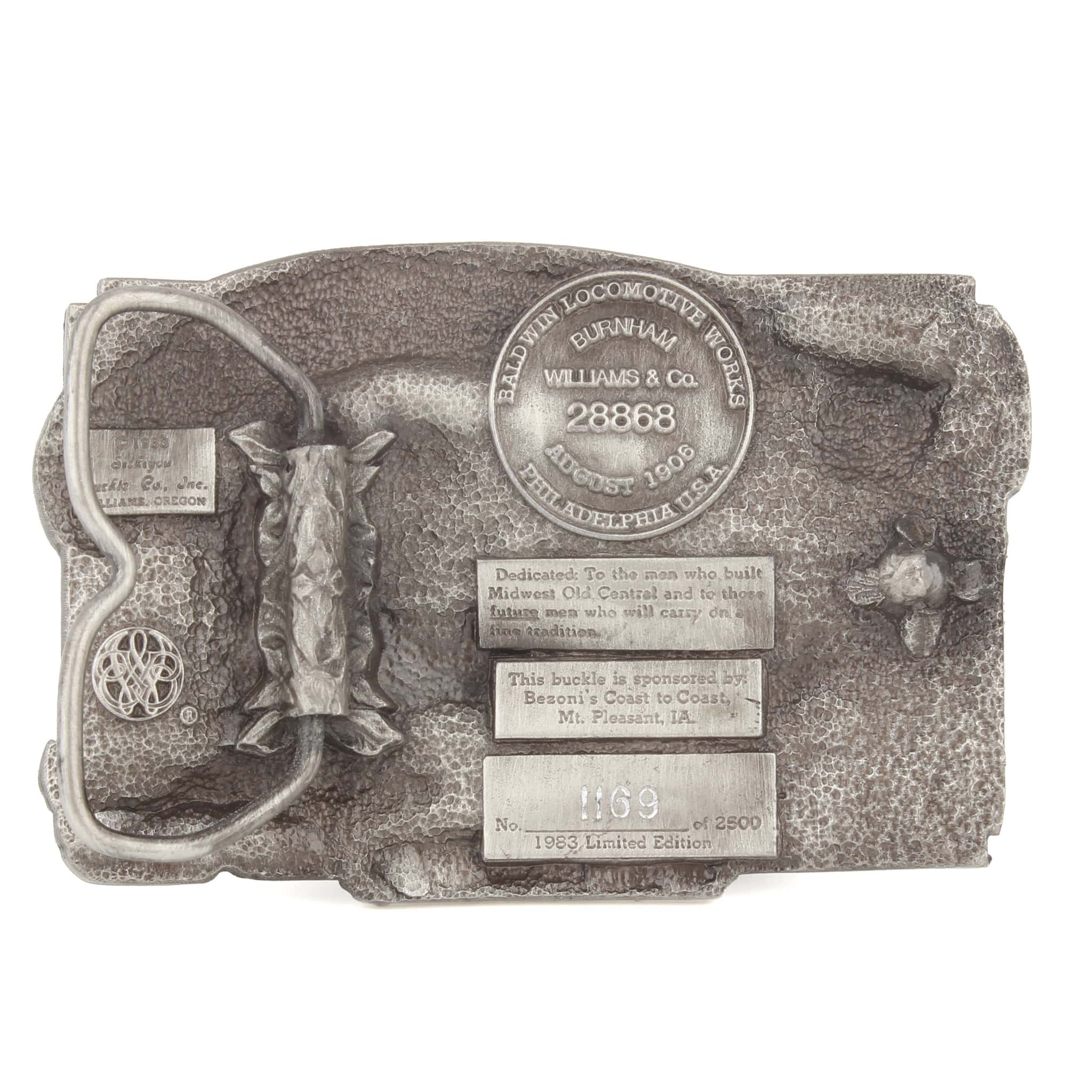 Vintage 1983 Old Settlers & Threshers Reunion Mt Pleasant Iowa Pewter LE Belt Buckle - Image 2