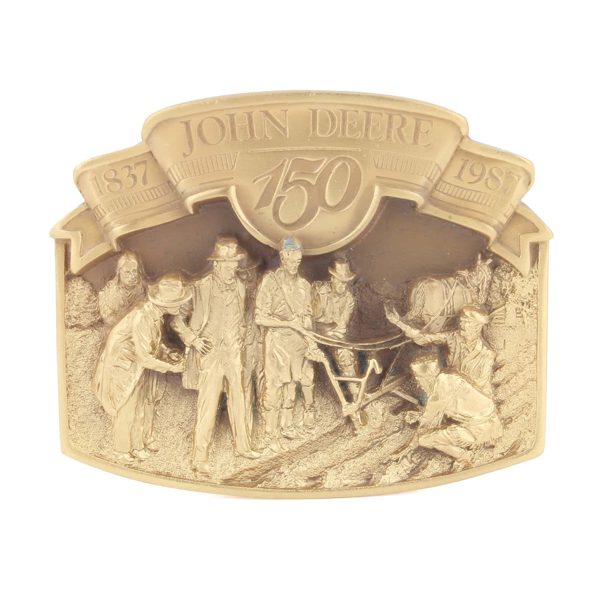 Vintage 1987 John Deere 150 Years Plow LE Goldtone Belt Buckle