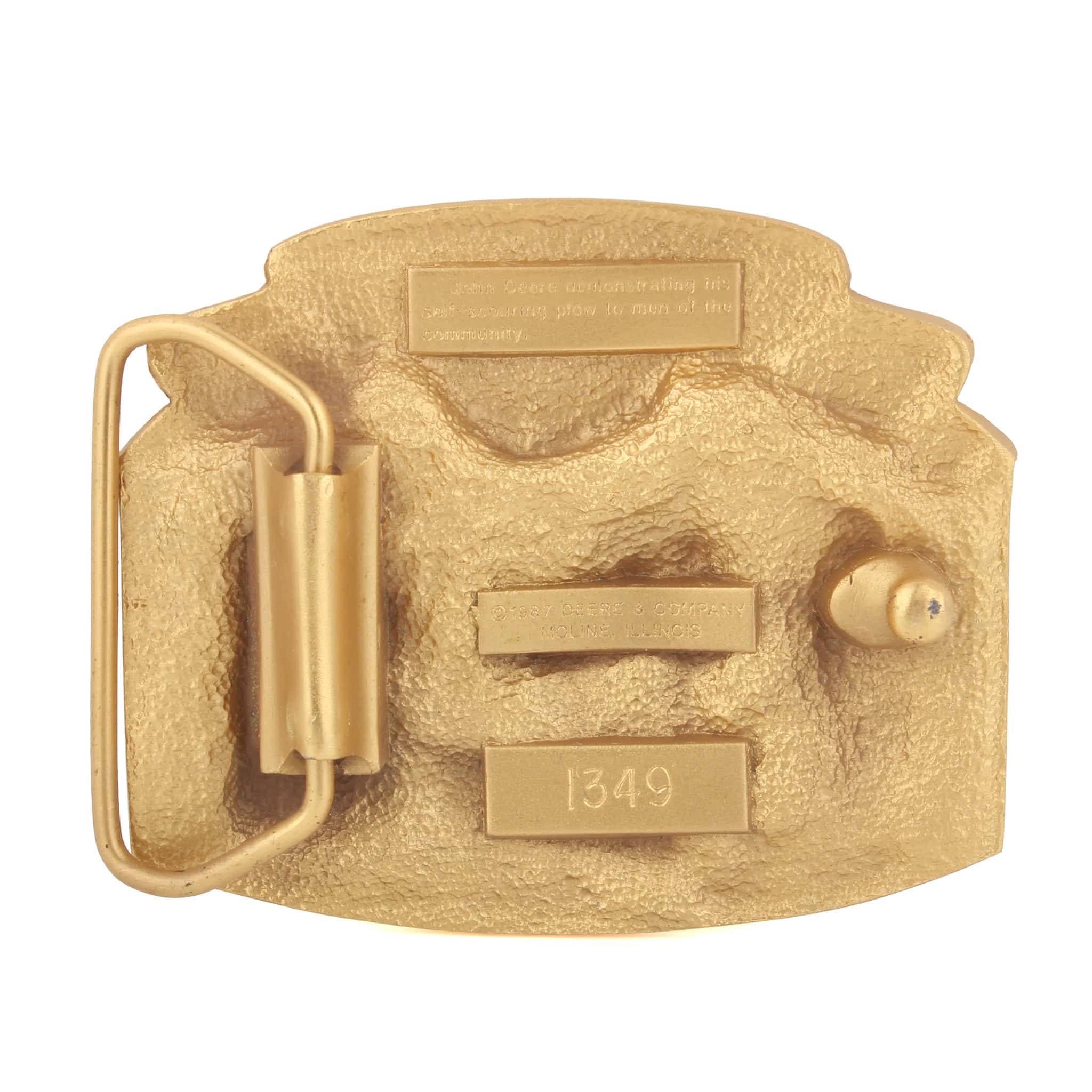Vintage 1987 John Deere 150 Years Plow LE Goldtone Belt Buckle - Image 2
