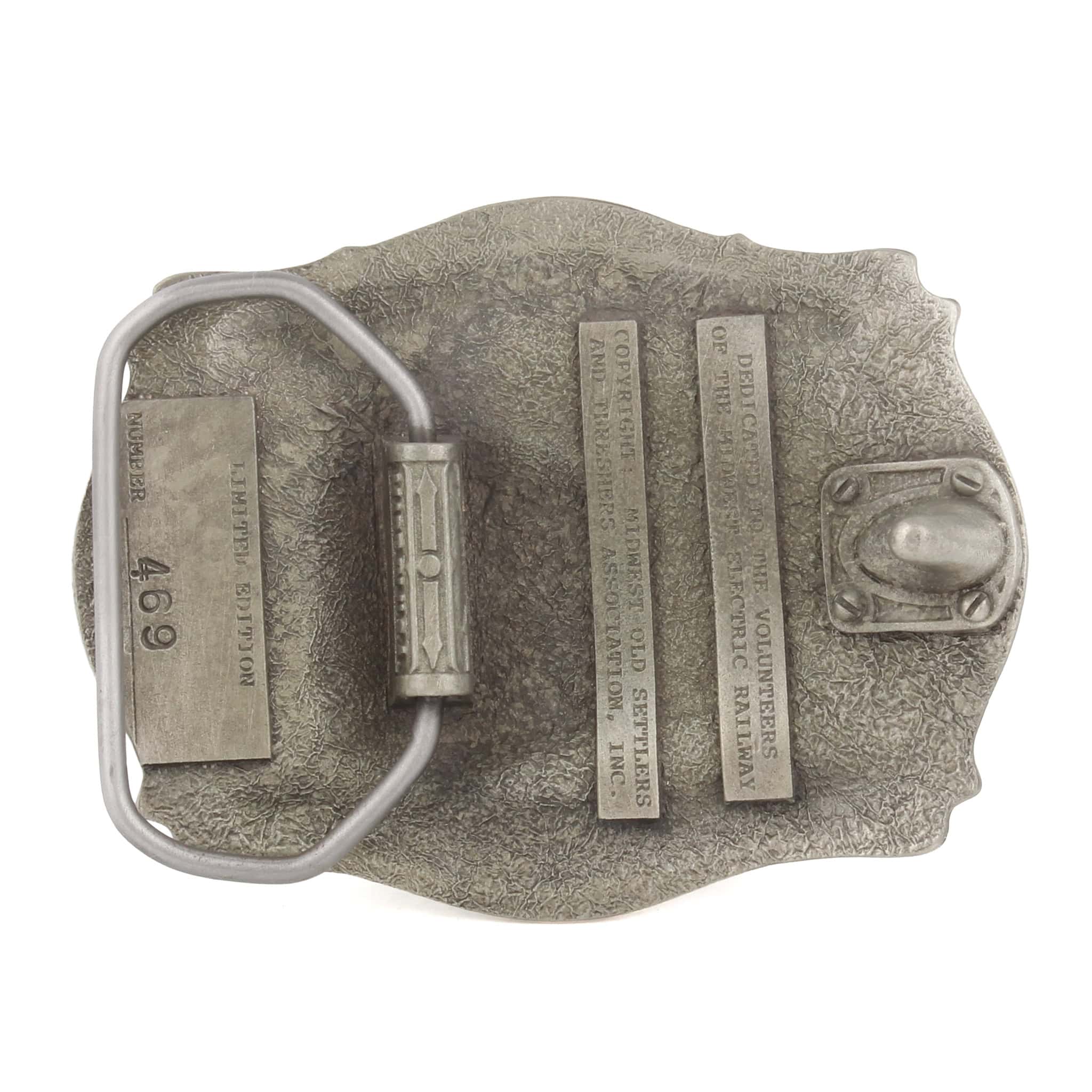 Vintage 1989 Midwest Old Threshers 40th Reunion Mt Pleasant Iowa Railways Pewter LE Belt Buckle - Image 2