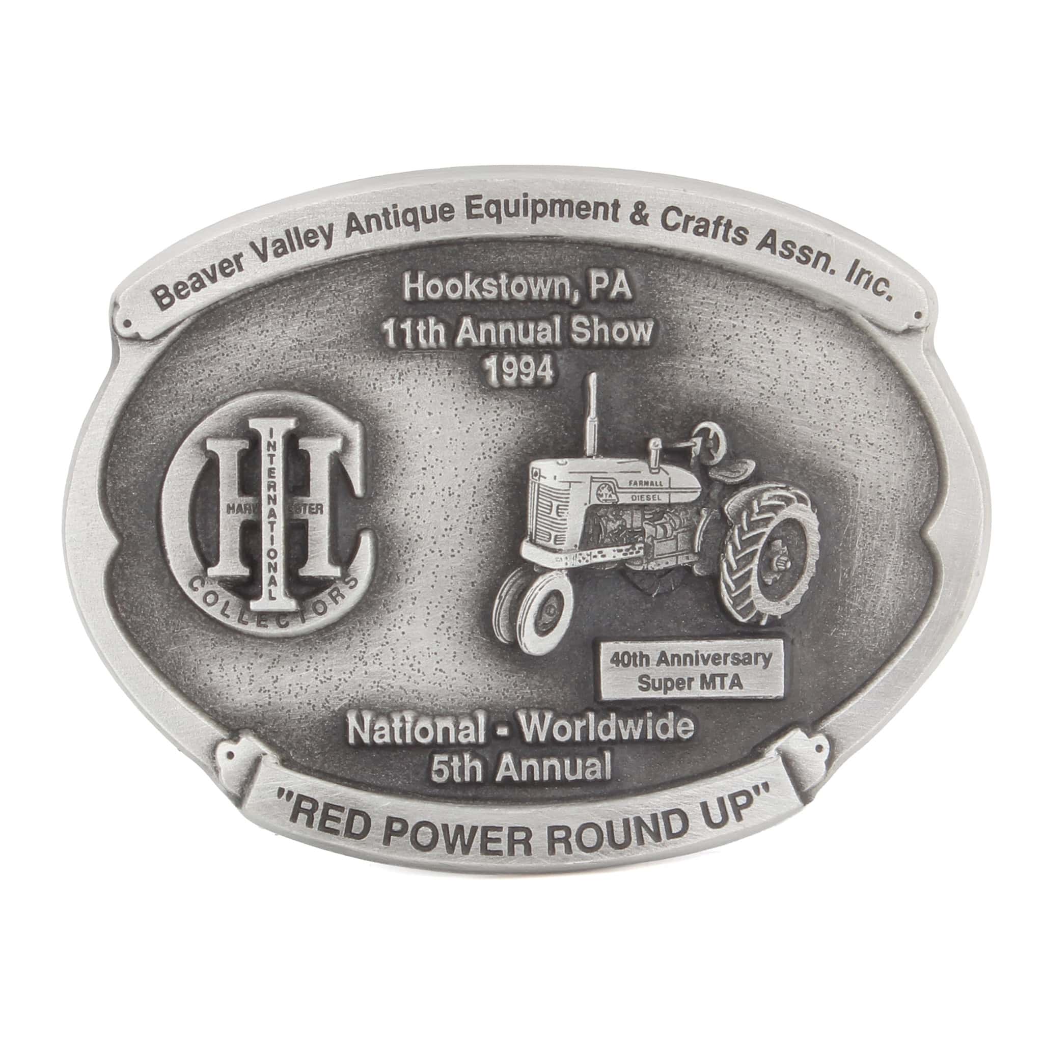 Vintage 1994 Beaver Valley Red Power Round UP IH Collectors Super MTA Pewter LE Belt Buckle by SpecCast