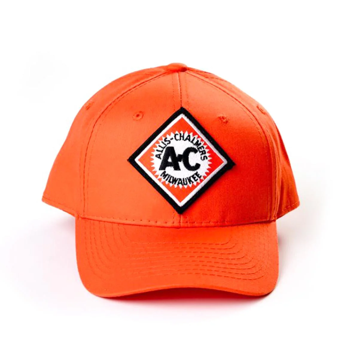 Vintage Allis Chalmers Starburst Logo Solid Orange Twill Hat - Image 2