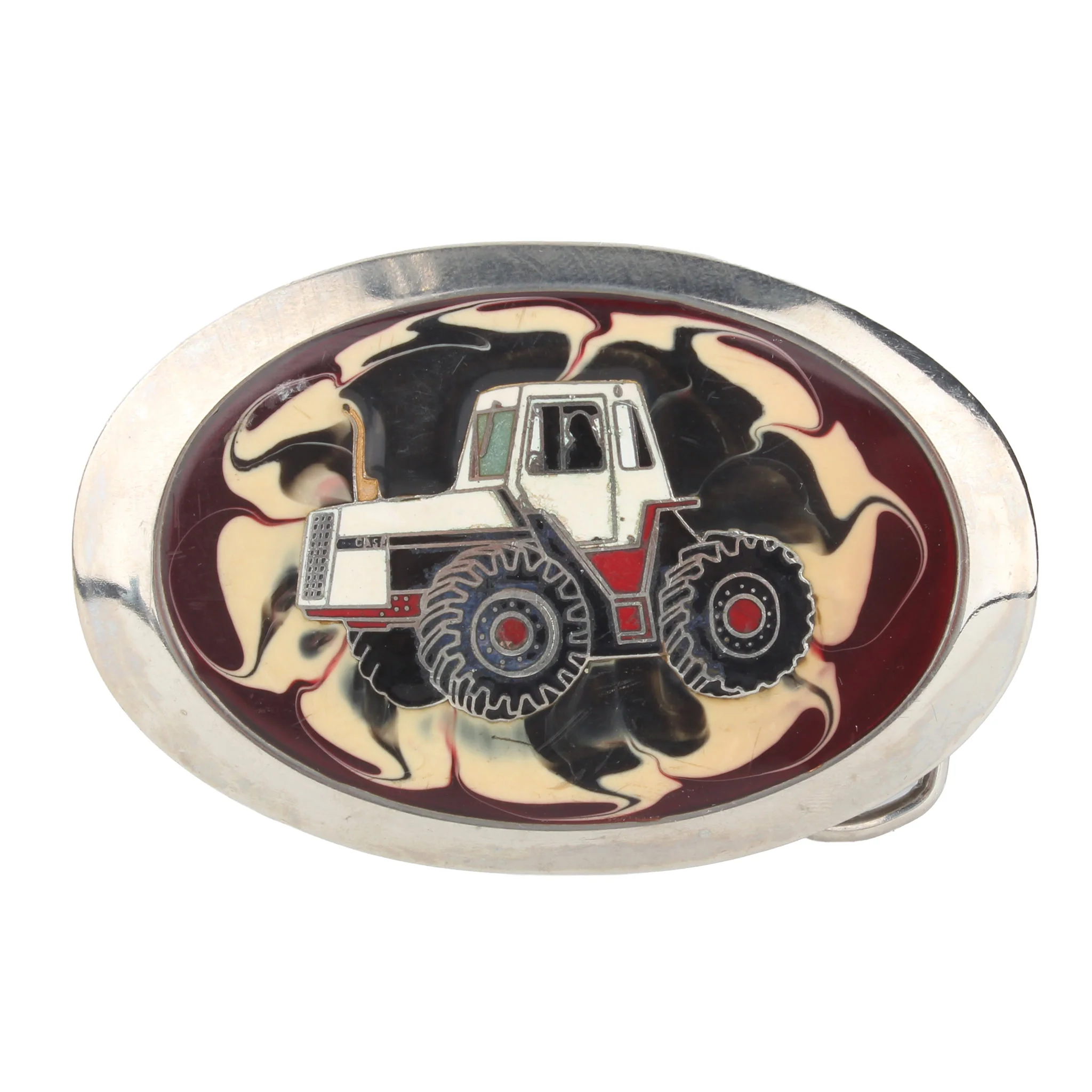 Vintage Case 2670 Traction King Tractor Red Enamel Belt Buckle