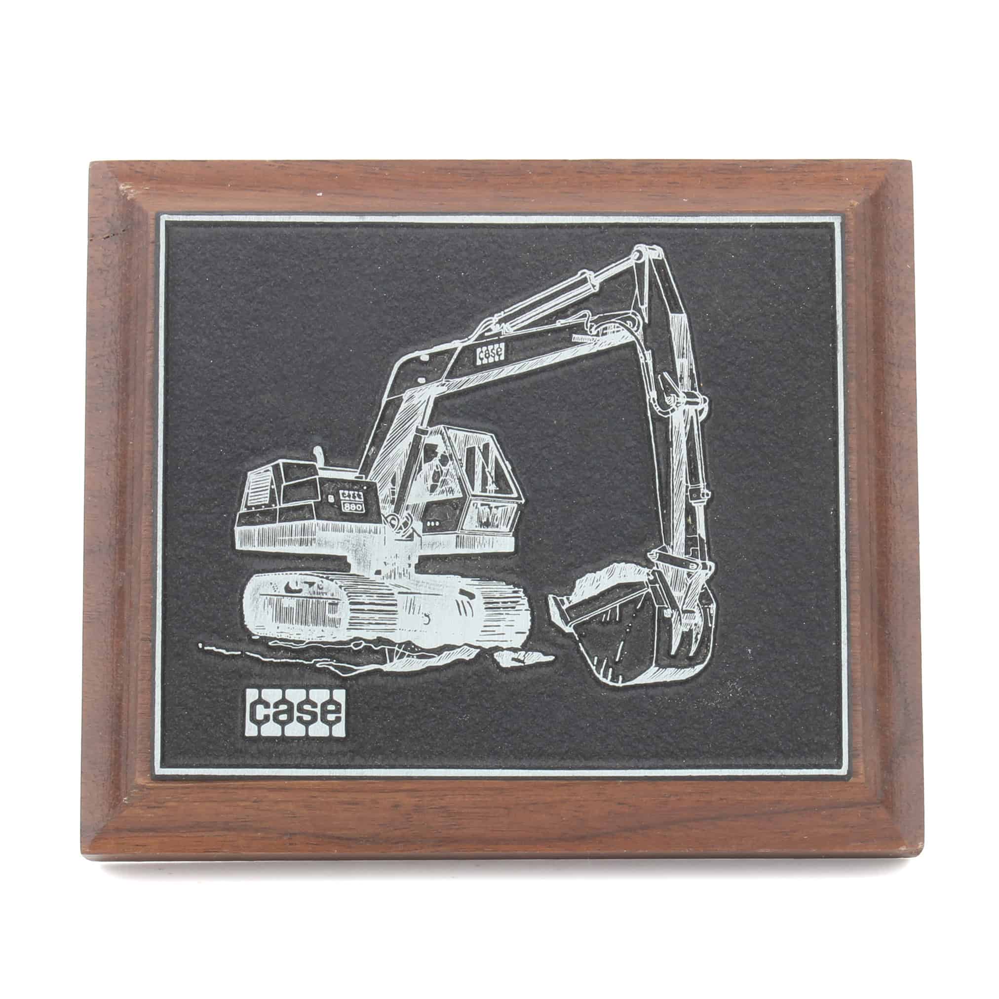 Vintage Case Construction 880 Excavator Wood Engraved Plaque Sign by Wesco