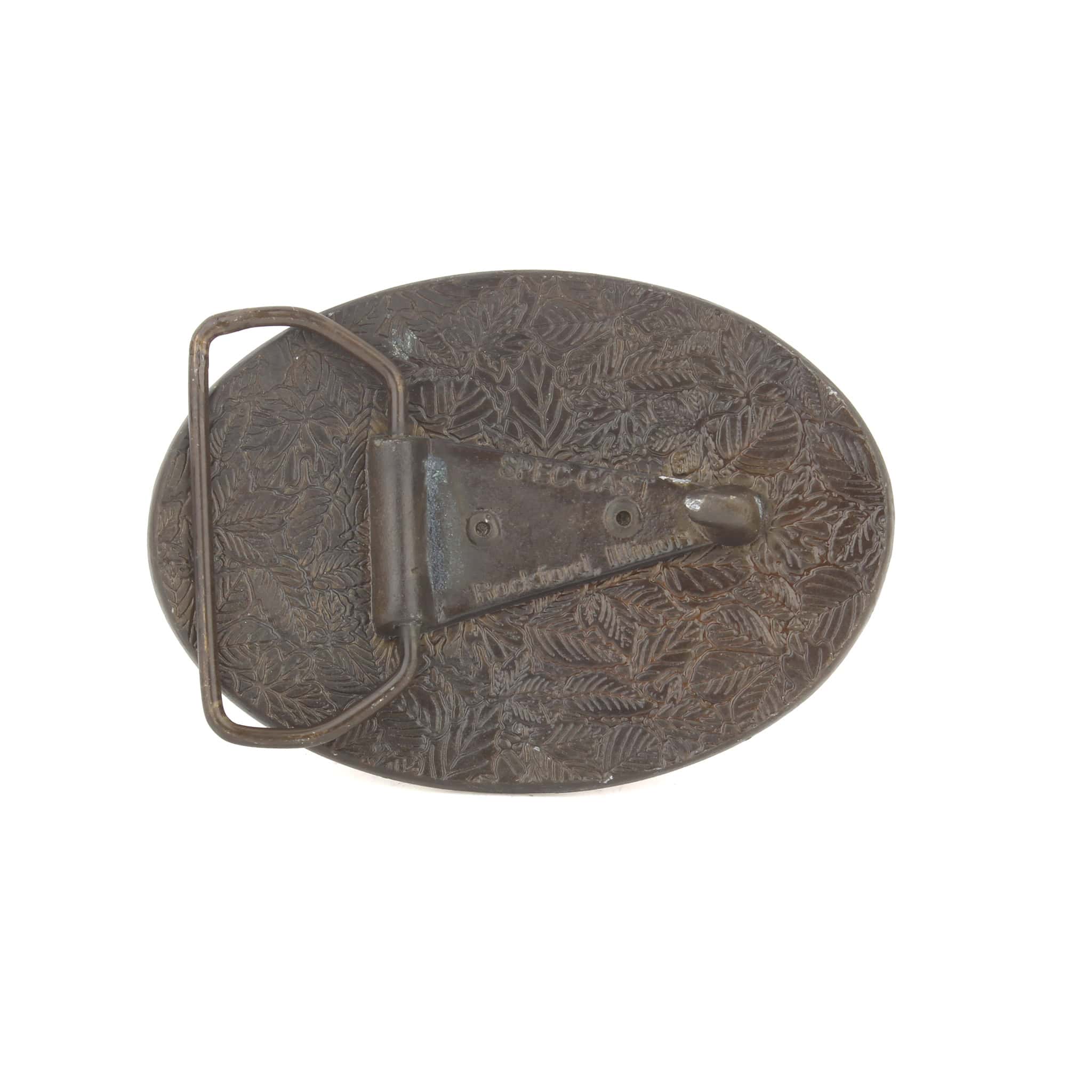 Vintage John Deere Jumping Logo Leather & Brass Belt Buckle by SpecCast - Image 2