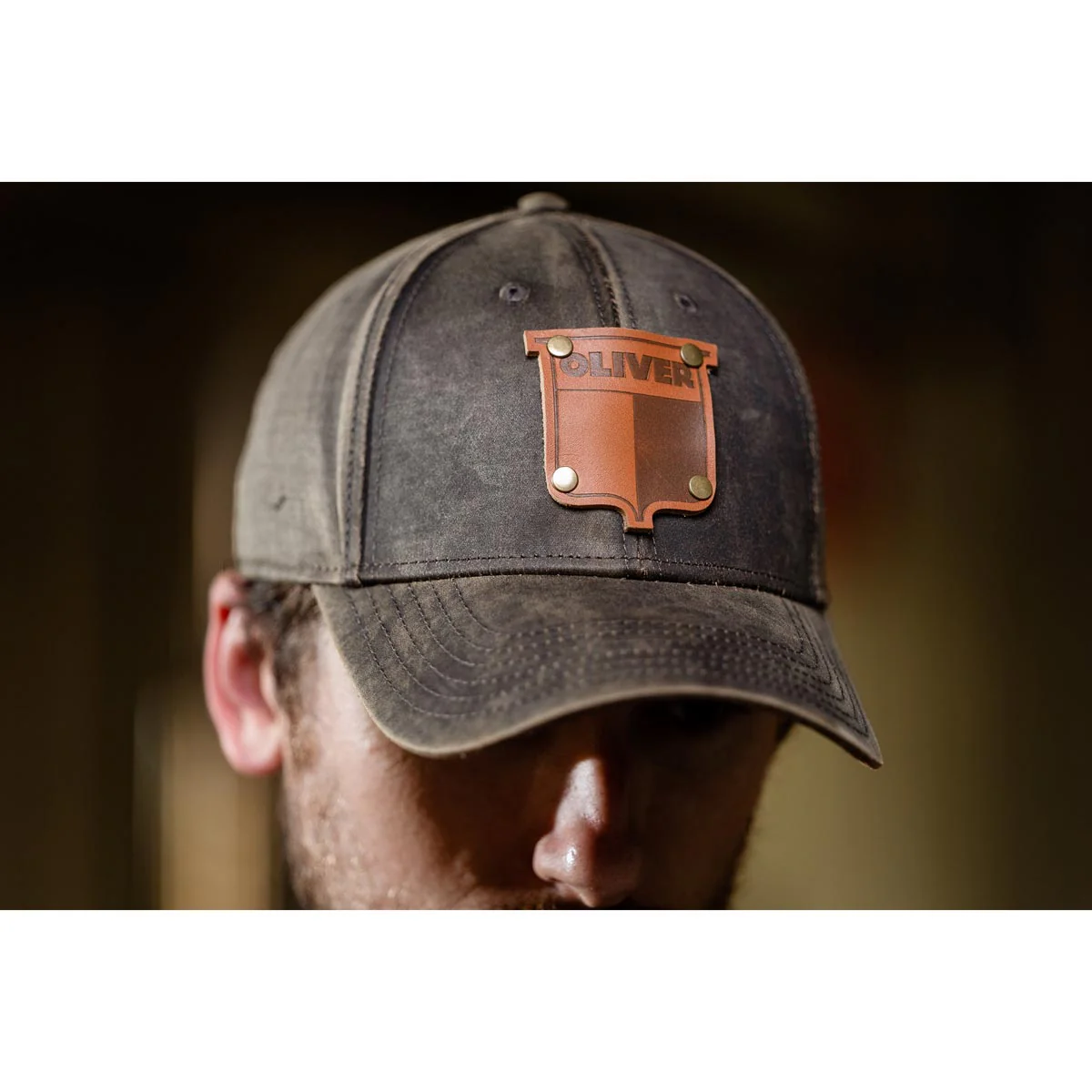 Vintage Oliver Oil Distressed Leather Emblem Gray Hat - Image 3