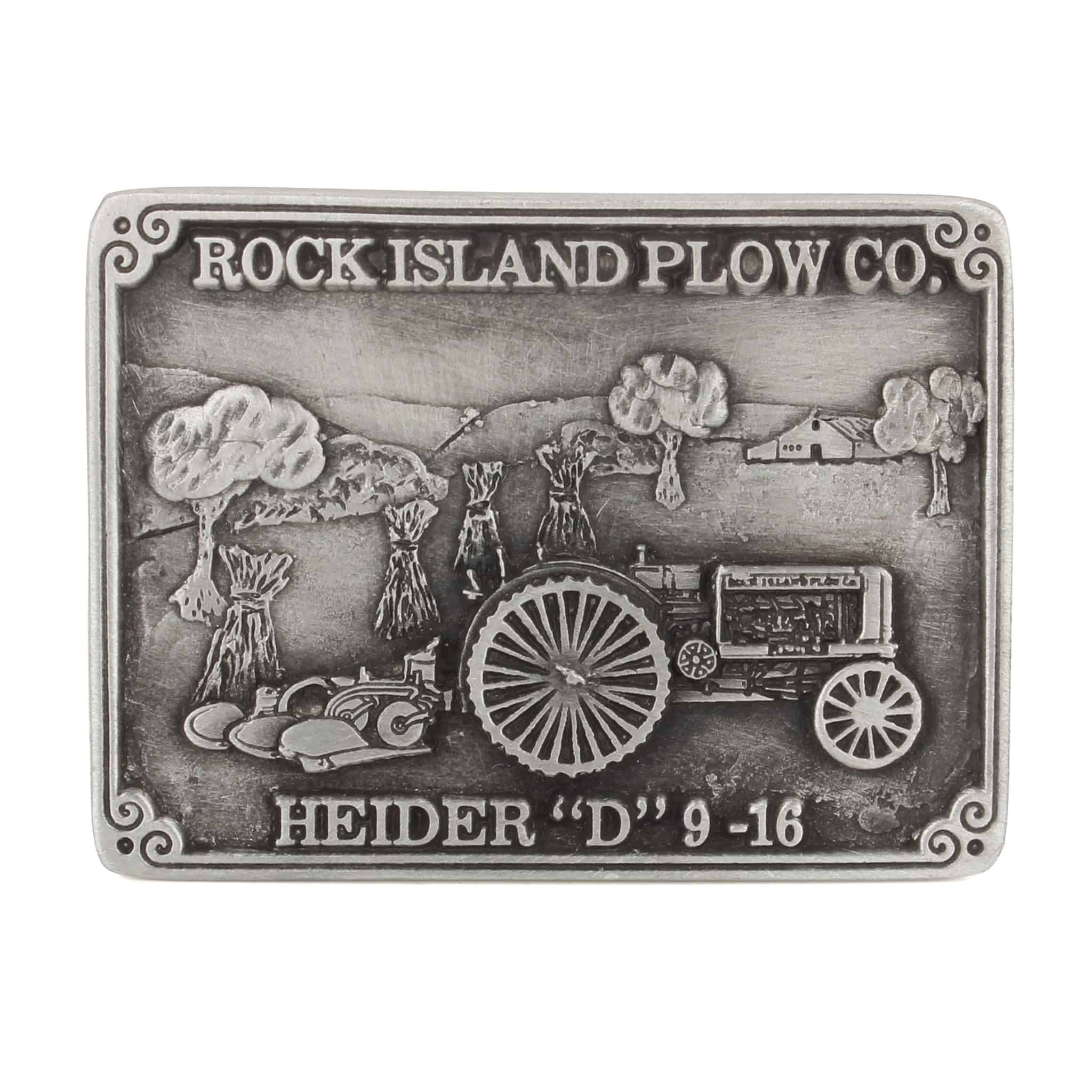 Vintage Rock Island Plow Co Heider D 9-16 Tractor LE Pewter Belt Buckle by SpecCast