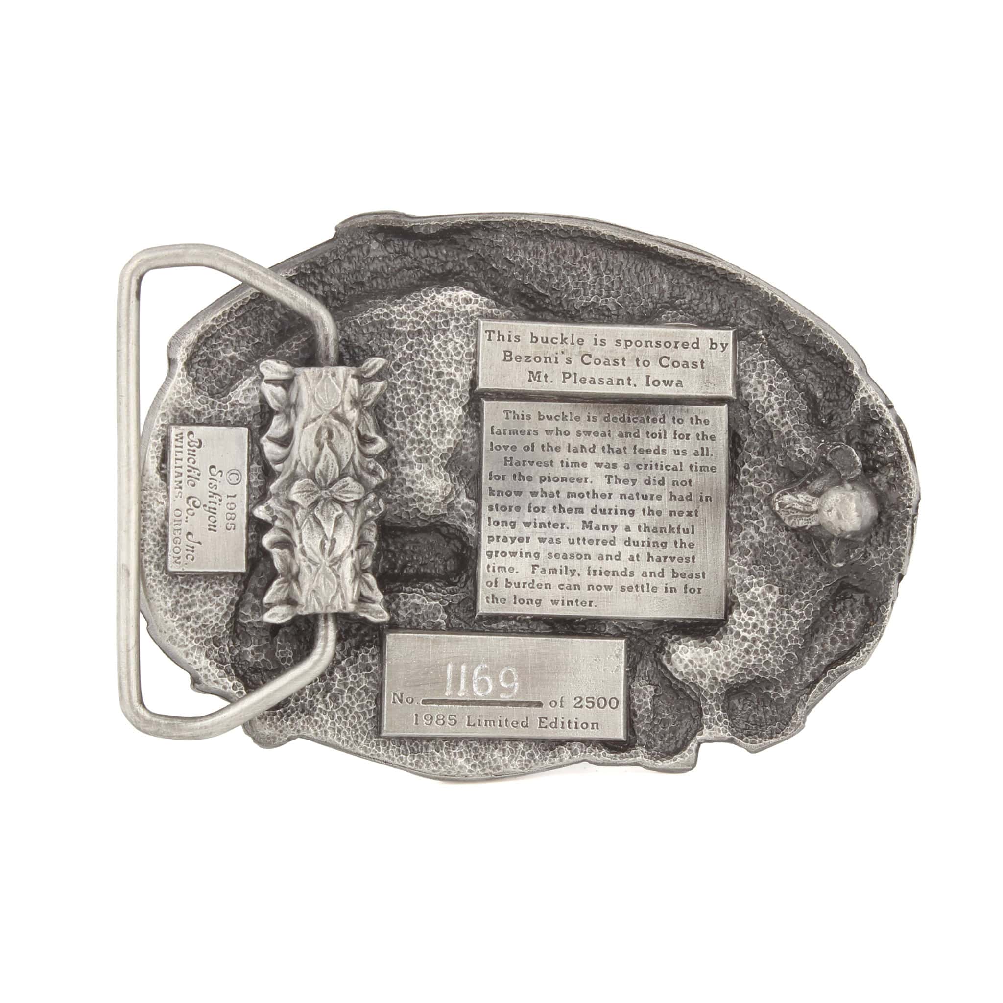 Vintage Threshers 1985 Harvest Time Mt Pleasant Iowa LE Siskiyou Pewter Belt Buckle - Image 2