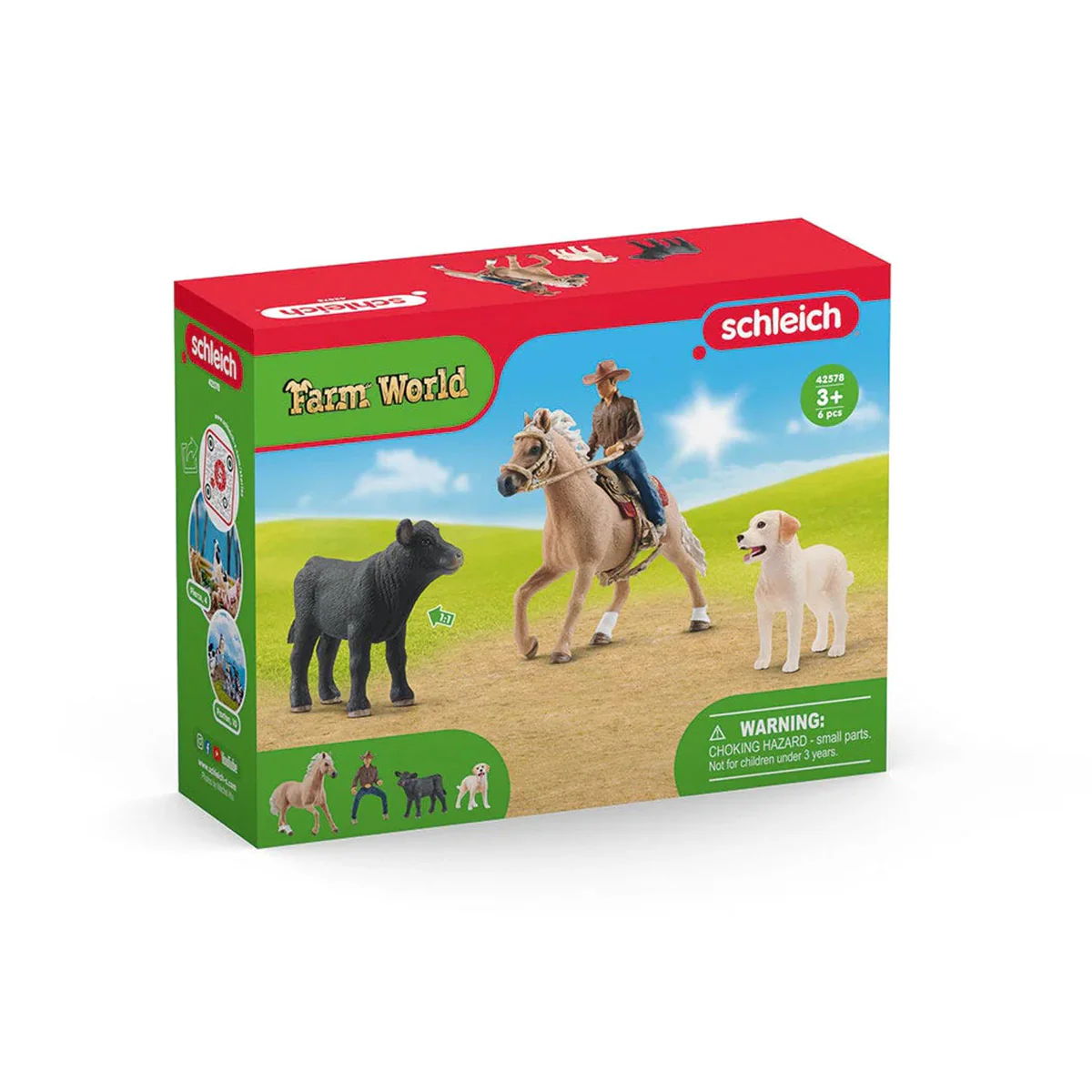 Western Riding Adventures Set with Cowboy, Horse, Calf, Dog & Accessories by Schleich - Image 2