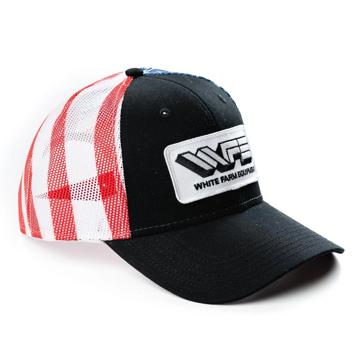 White Farm Equipment Patriotic Mesh Back Logo Cap - Image 3