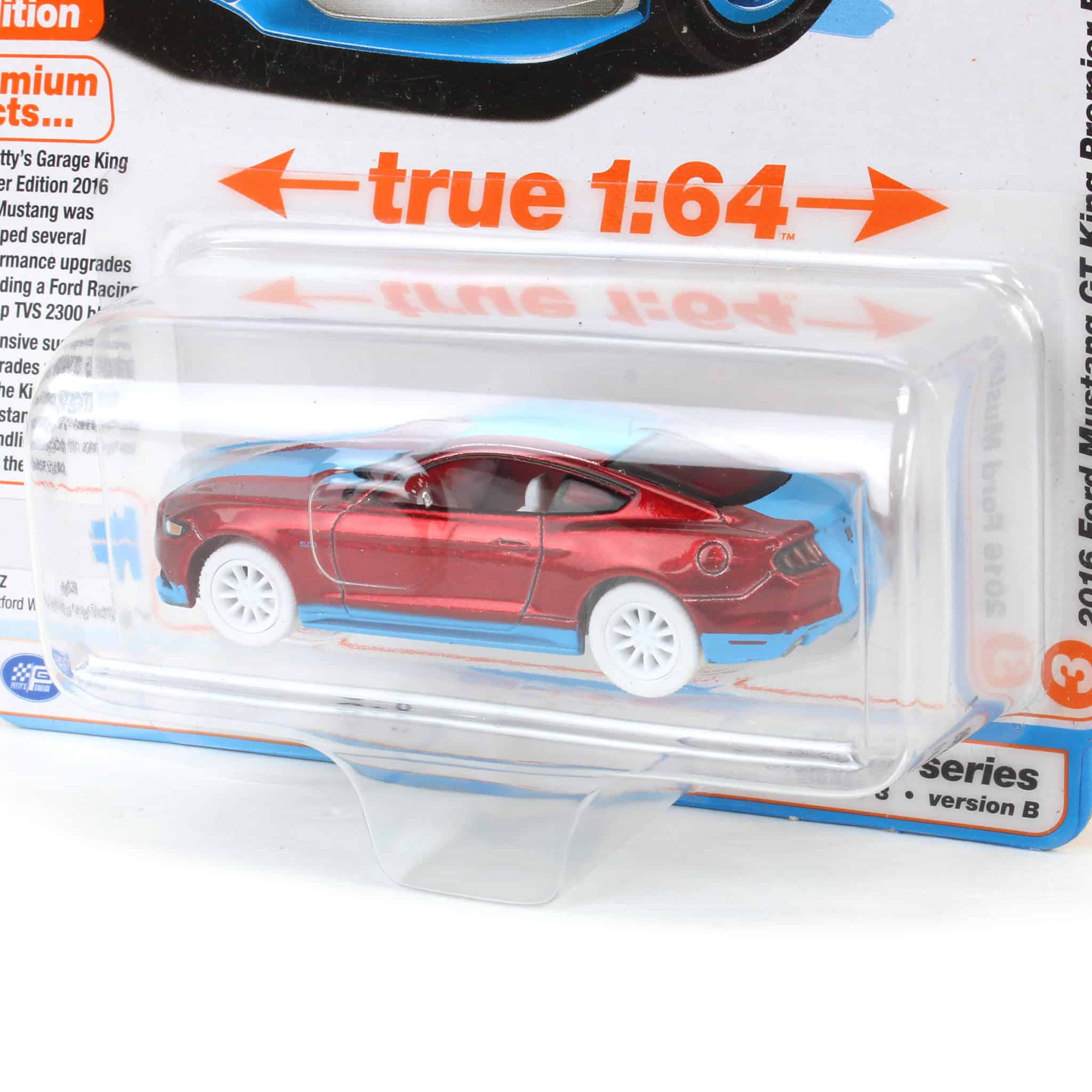 White Lightning Chase ~ 1/64 Petty’s Garage 2017 Ford Mustang GT Tribute Edition with Petty Garage Logos, White, Auto World - Image 3
