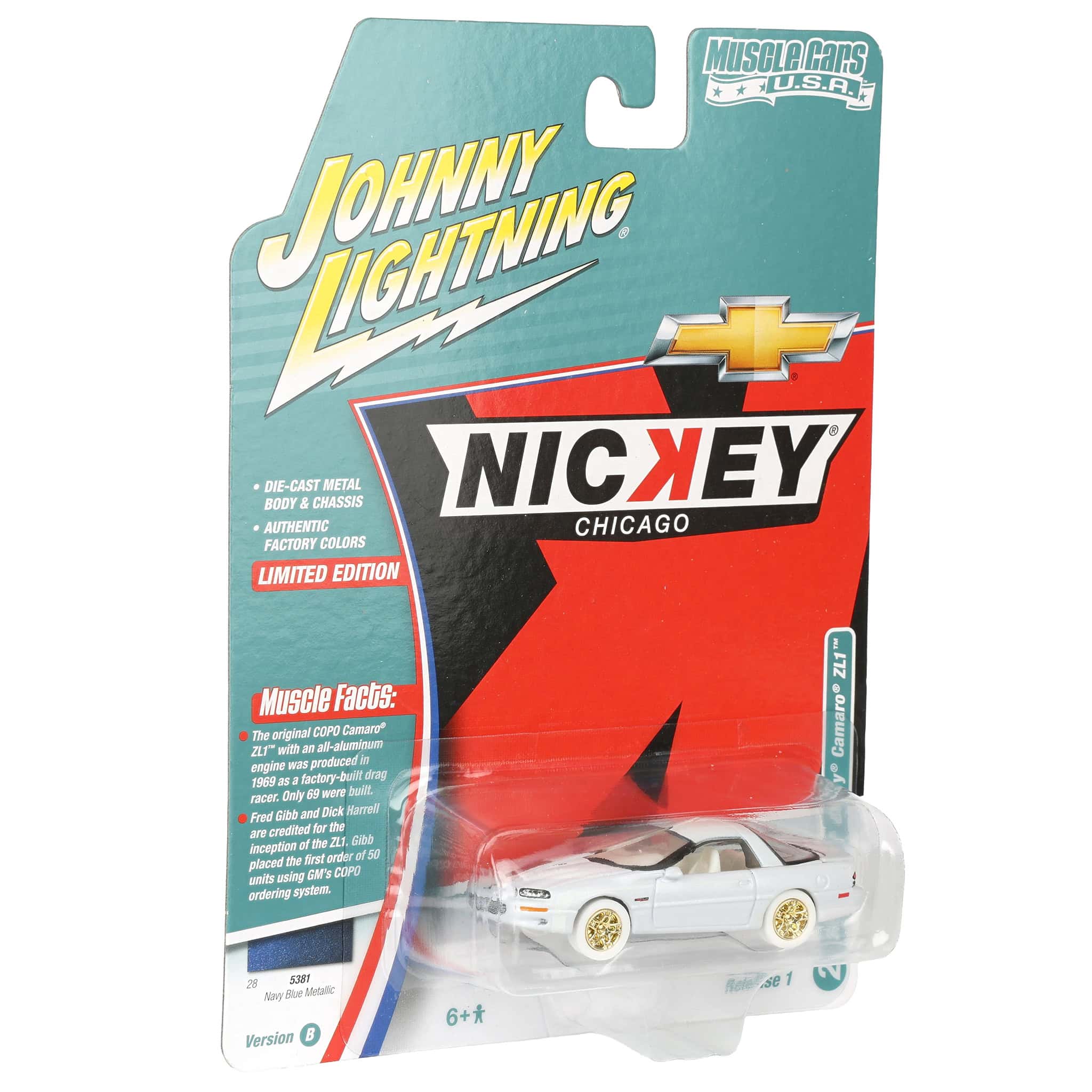 White Lightning Chase Unit ~ 1/64 Nickey 2002 Chevrolet Camaro ZL1, Johnny Lightning Muscle Car Series - Image 2