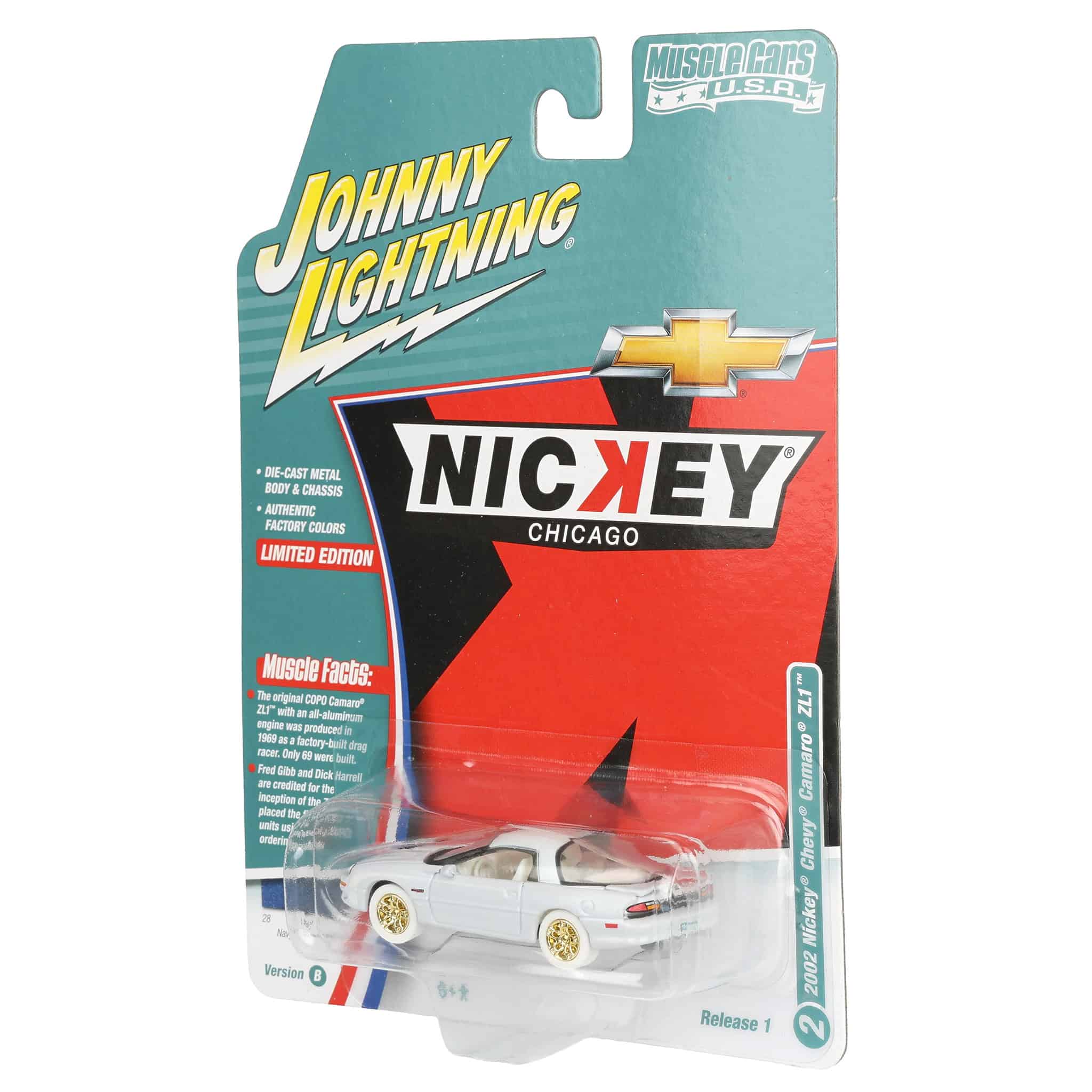 White Lightning Chase Unit ~ 1/64 Nickey 2002 Chevrolet Camaro ZL1, Johnny Lightning Muscle Car Series - Image 3